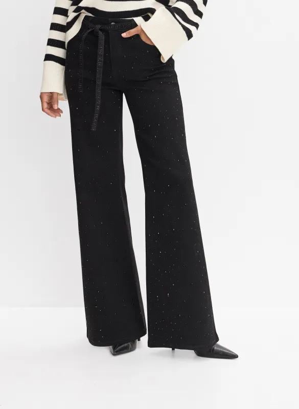 Tonal Embellished Belted Jeans sold by Melanie Lyne