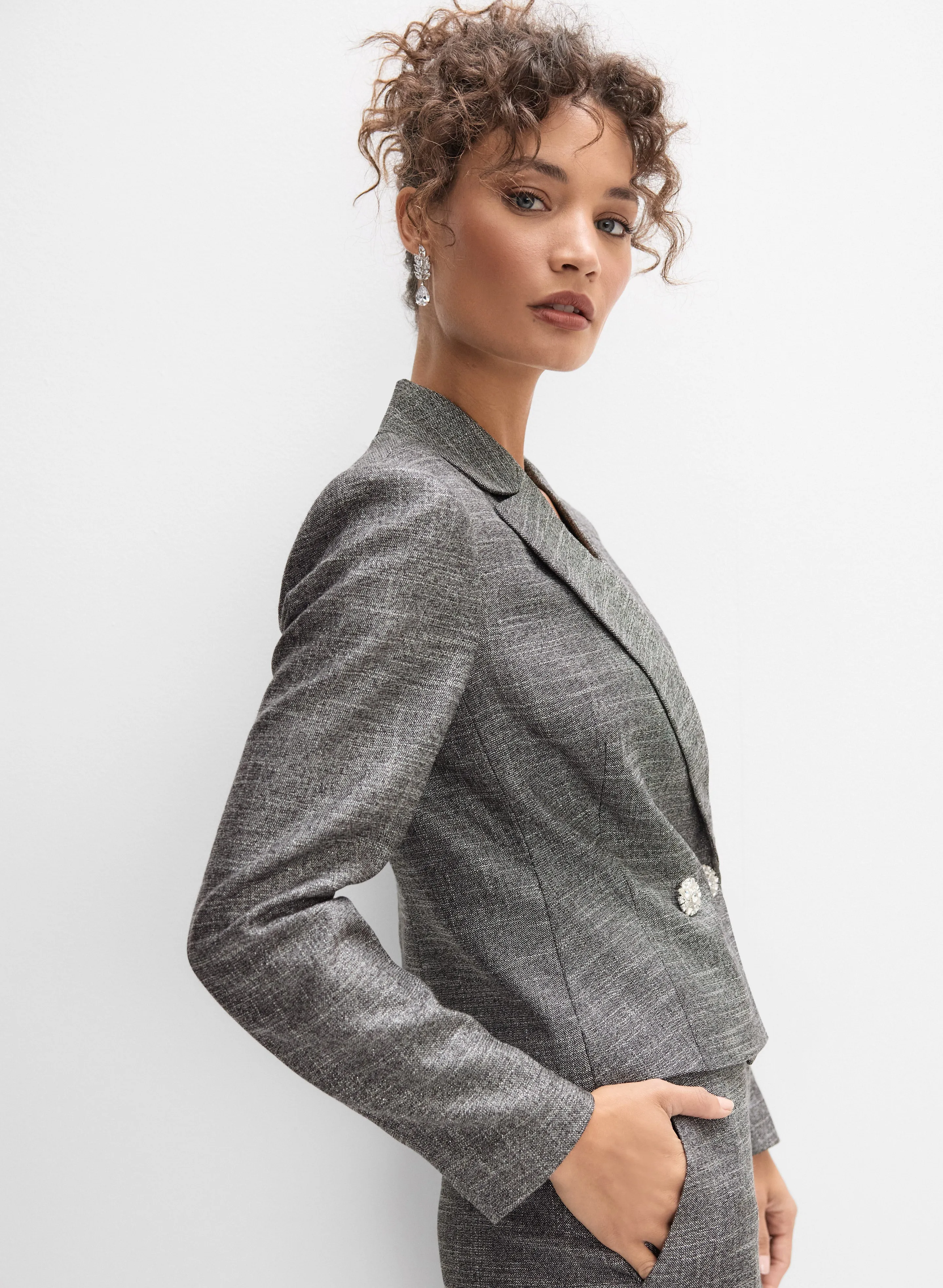 Metallic Cropped Blazer sold by Melanie Lyne product image thumbnail 4