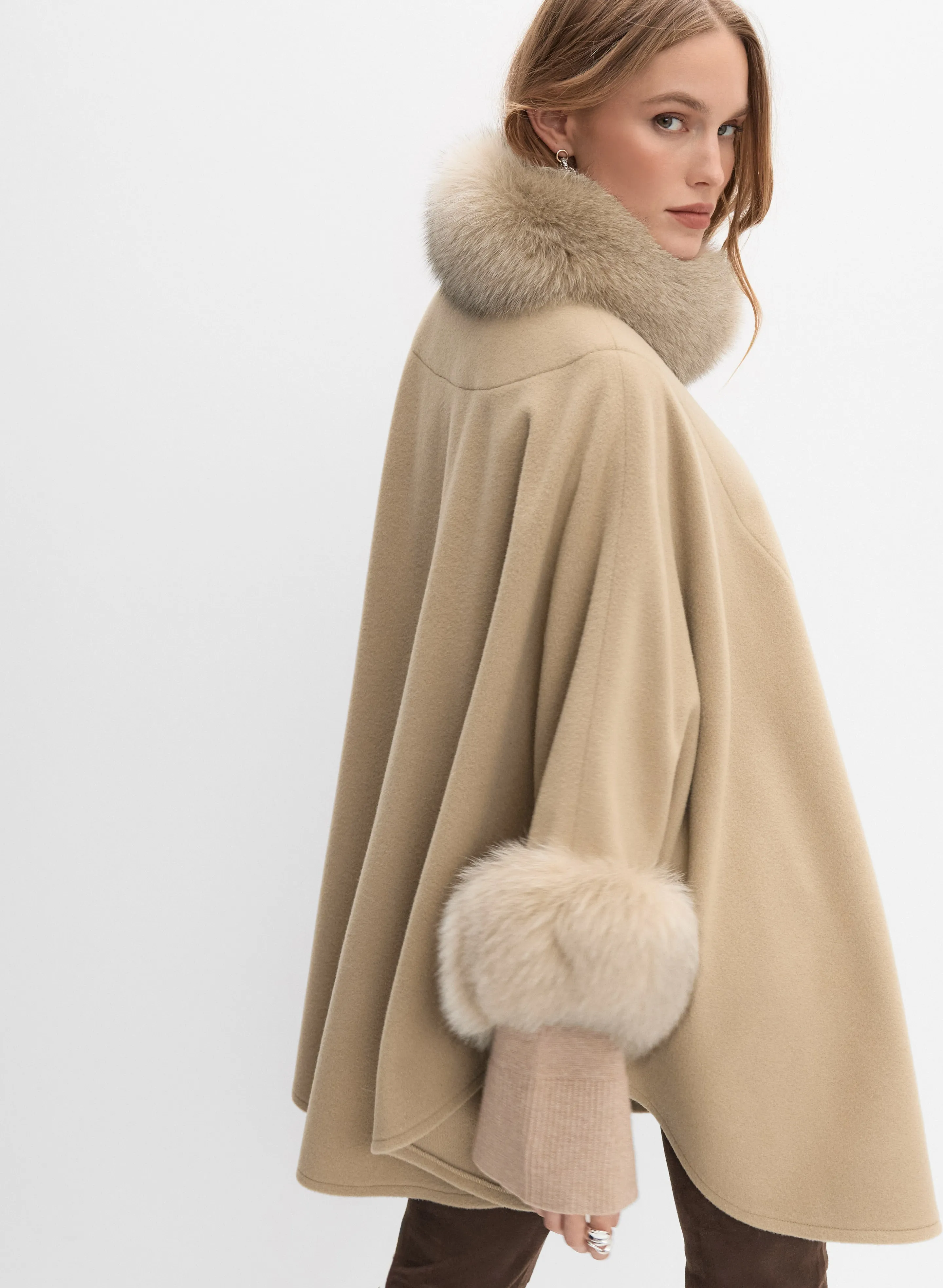 Mallia - Fur Trim Wool-Blend Cape sold by Melanie Lyne product image thumbnail 3