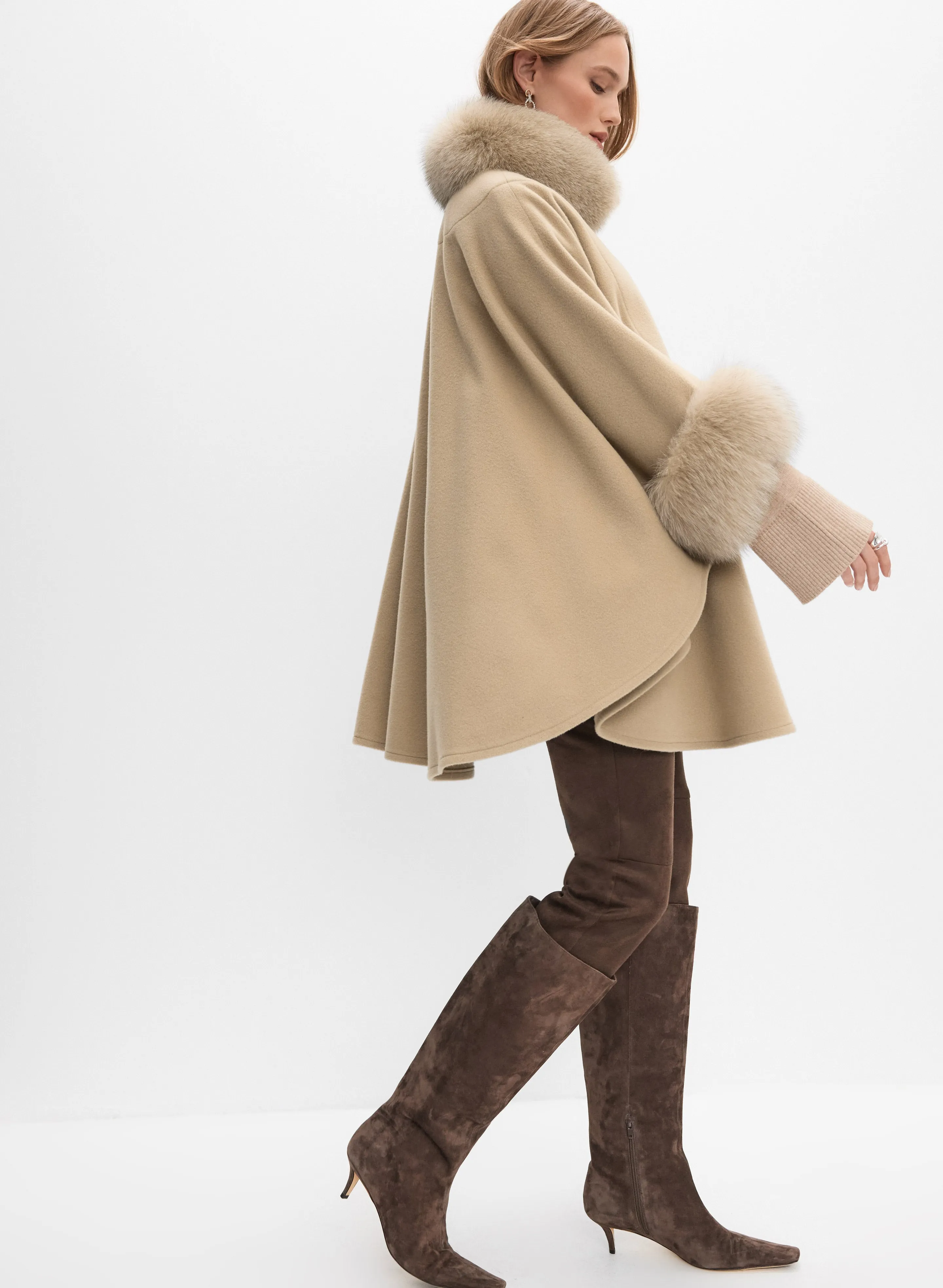 Mallia - Fur Trim Wool-Blend Cape sold by Melanie Lyne product image thumbnail 2