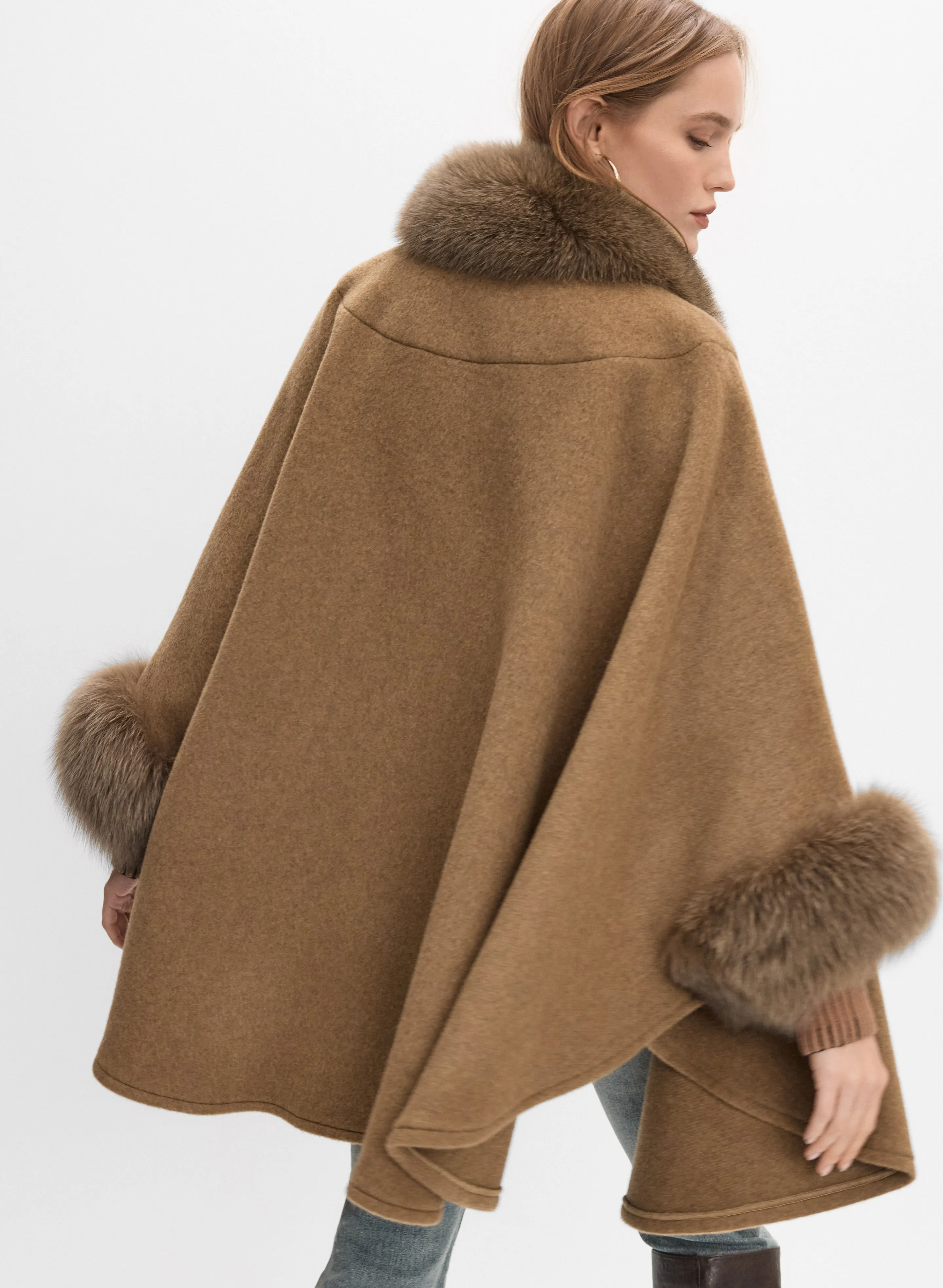 Mallia - Fur Trim Wool-Blend Cape sold by Melanie Lyne product image thumbnail 3