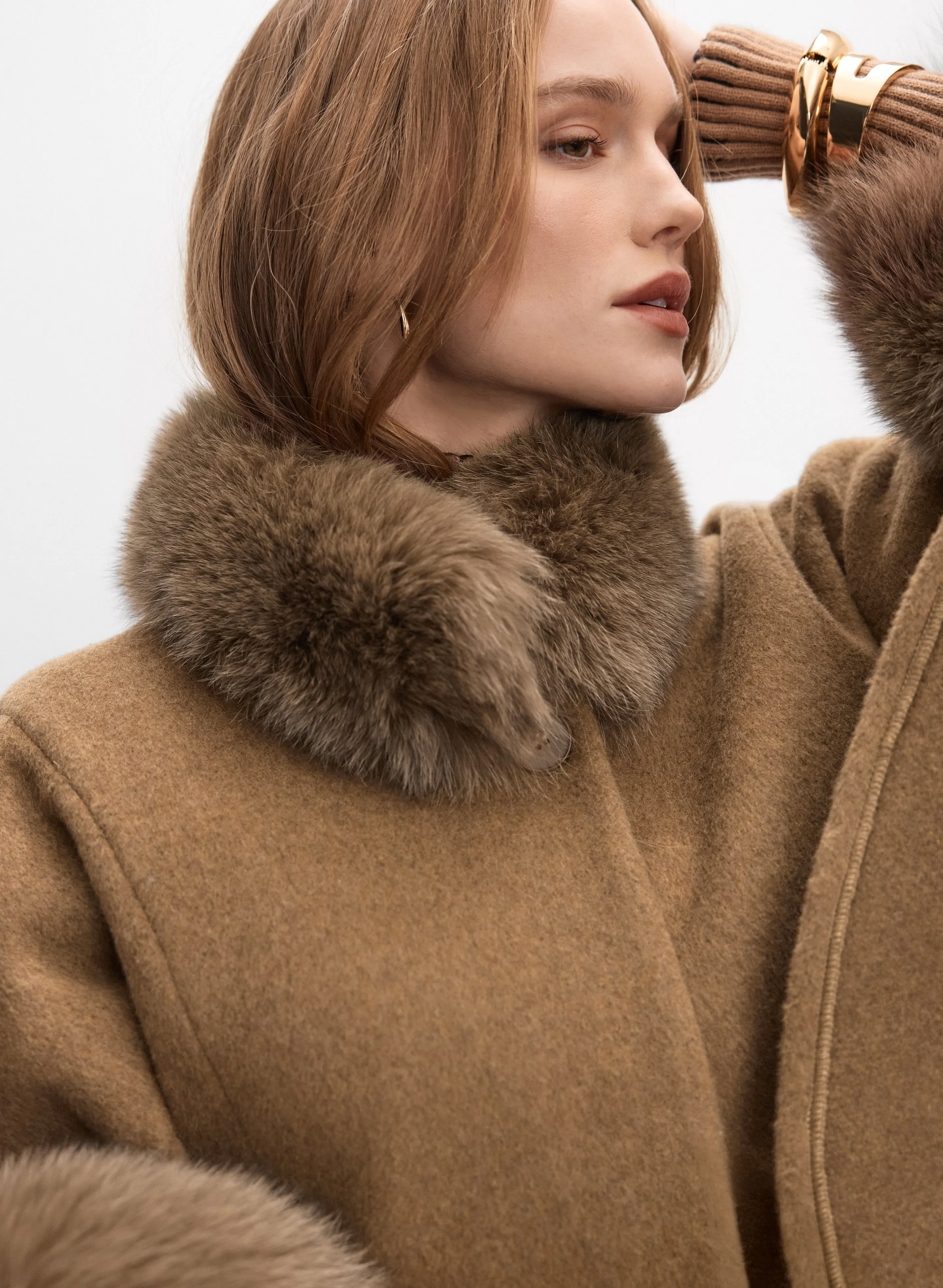 Mallia - Fur Trim Wool-Blend Cape sold by Melanie Lyne product image thumbnail 5