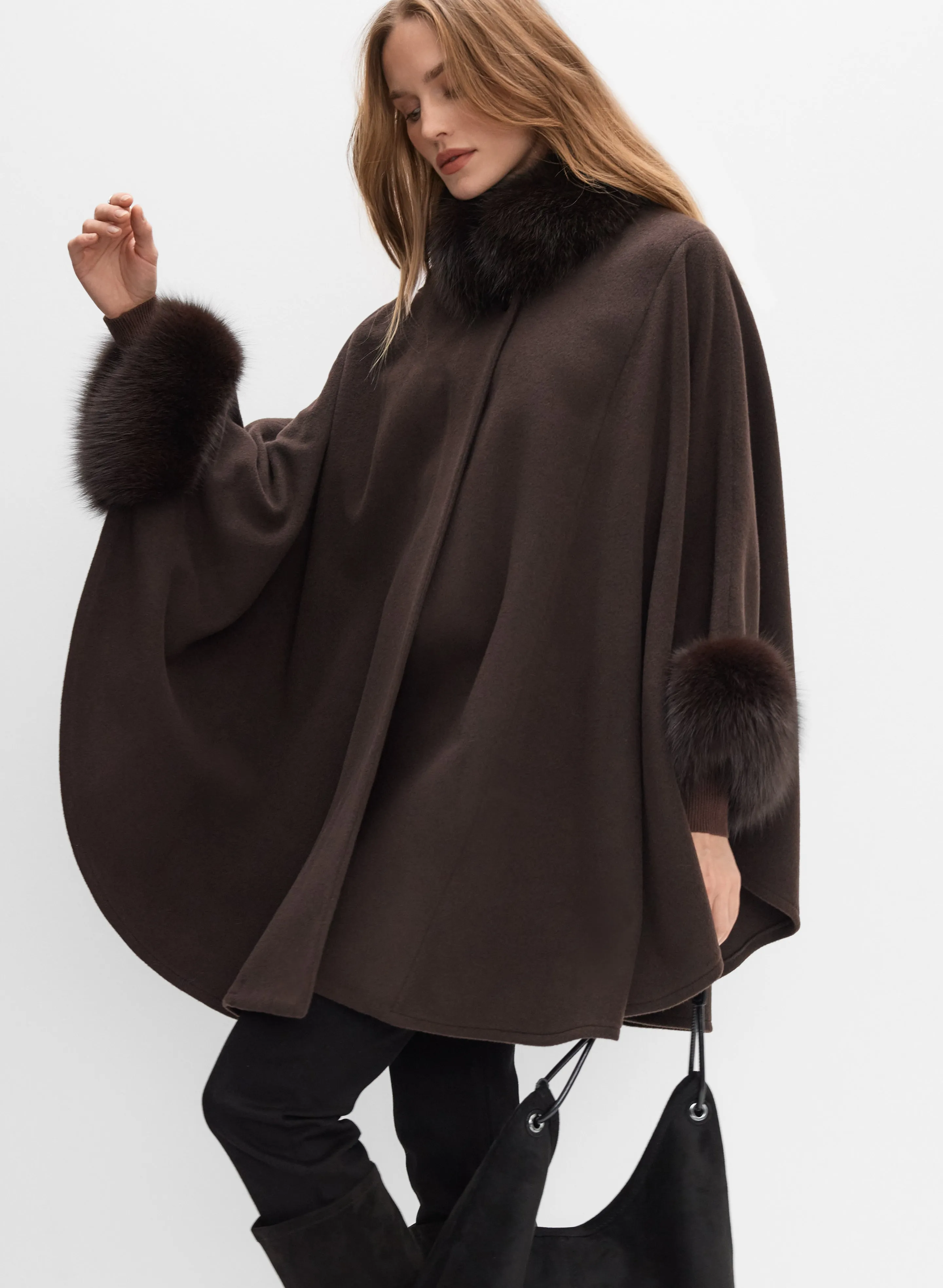 Mallia - Fur Trim Wool-Blend Cape sold by Melanie Lyne product image thumbnail 5