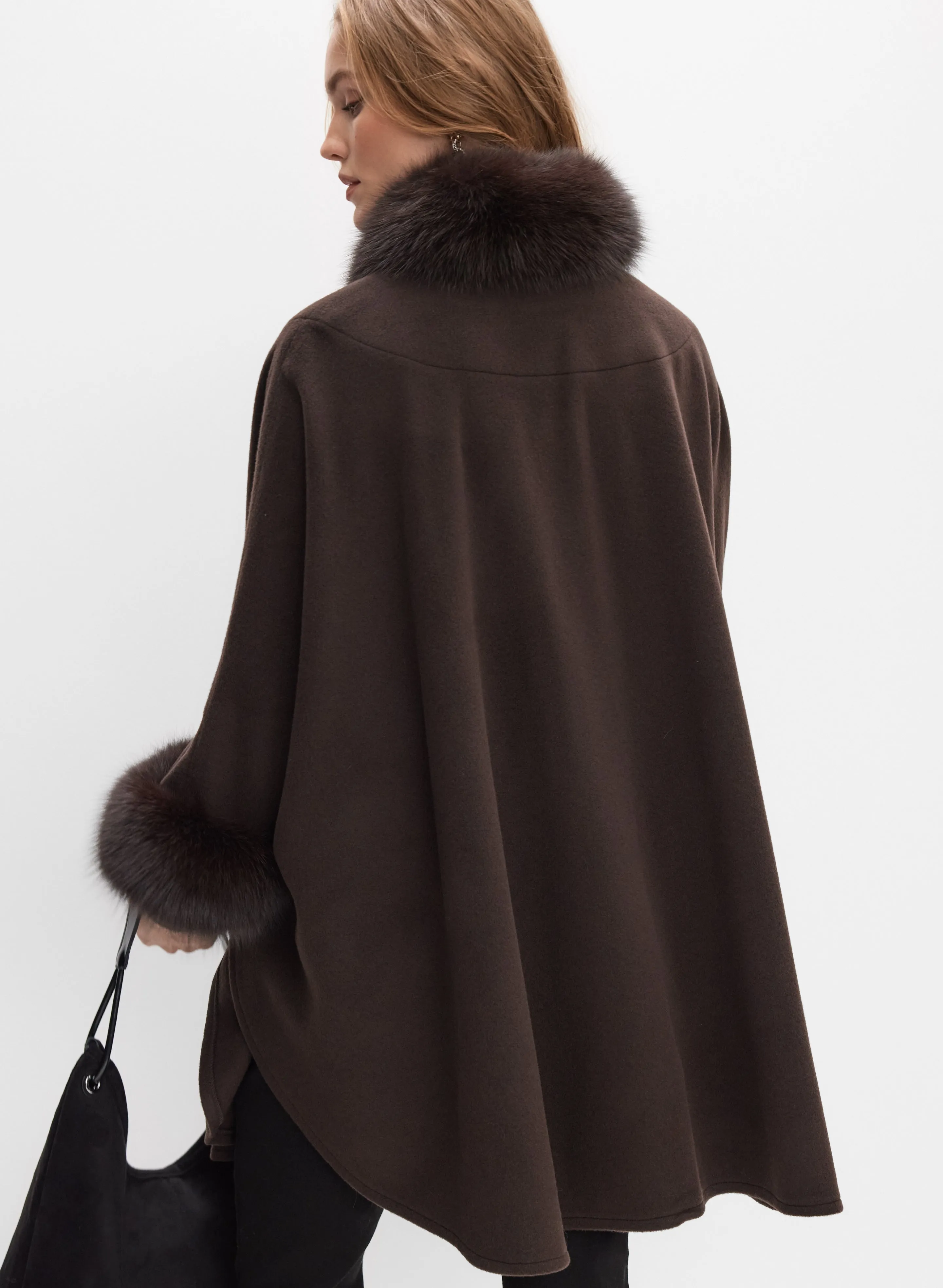 Mallia - Fur Trim Wool-Blend Cape sold by Melanie Lyne product image thumbnail 4