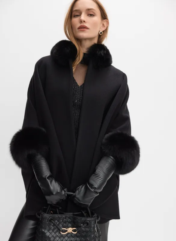 Mallia - Fur Trim Wool-Blend Cape sold by Melanie Lyne