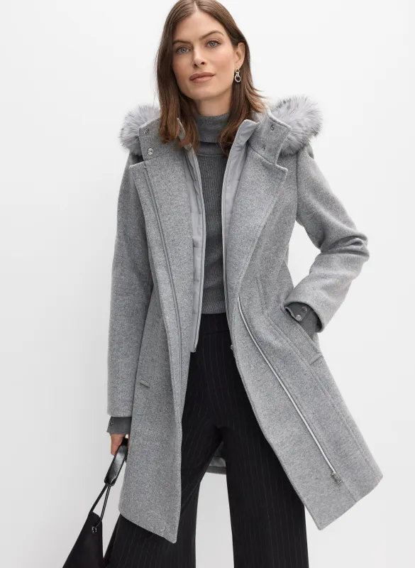 Hooded Stretch-Wool Coat sold by Melanie Lyne