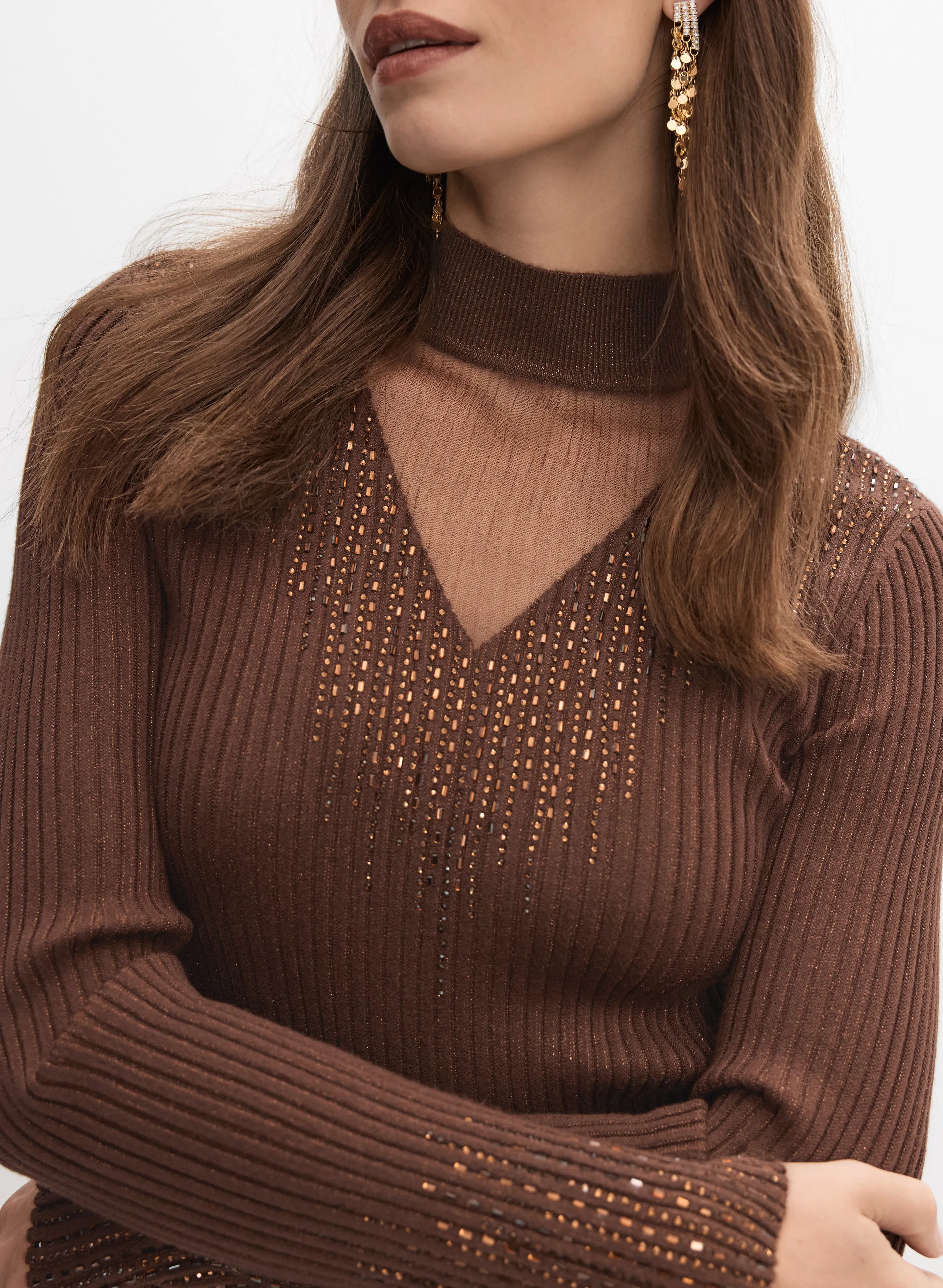 Metallic Sheer Yoke Sweater sold by Melanie Lyne product image thumbnail 2