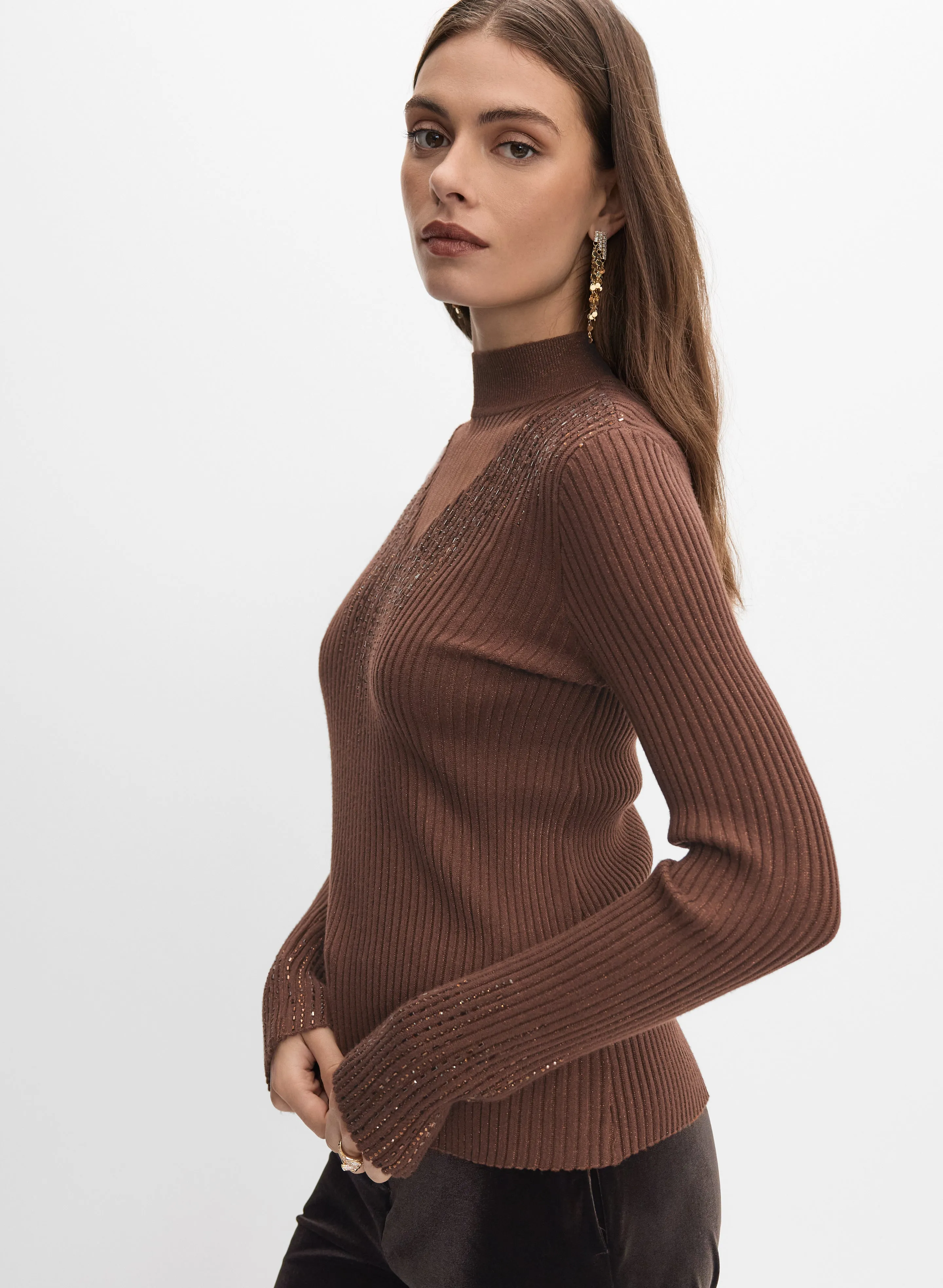 Metallic Sheer Yoke Sweater sold by Melanie Lyne product image thumbnail 5