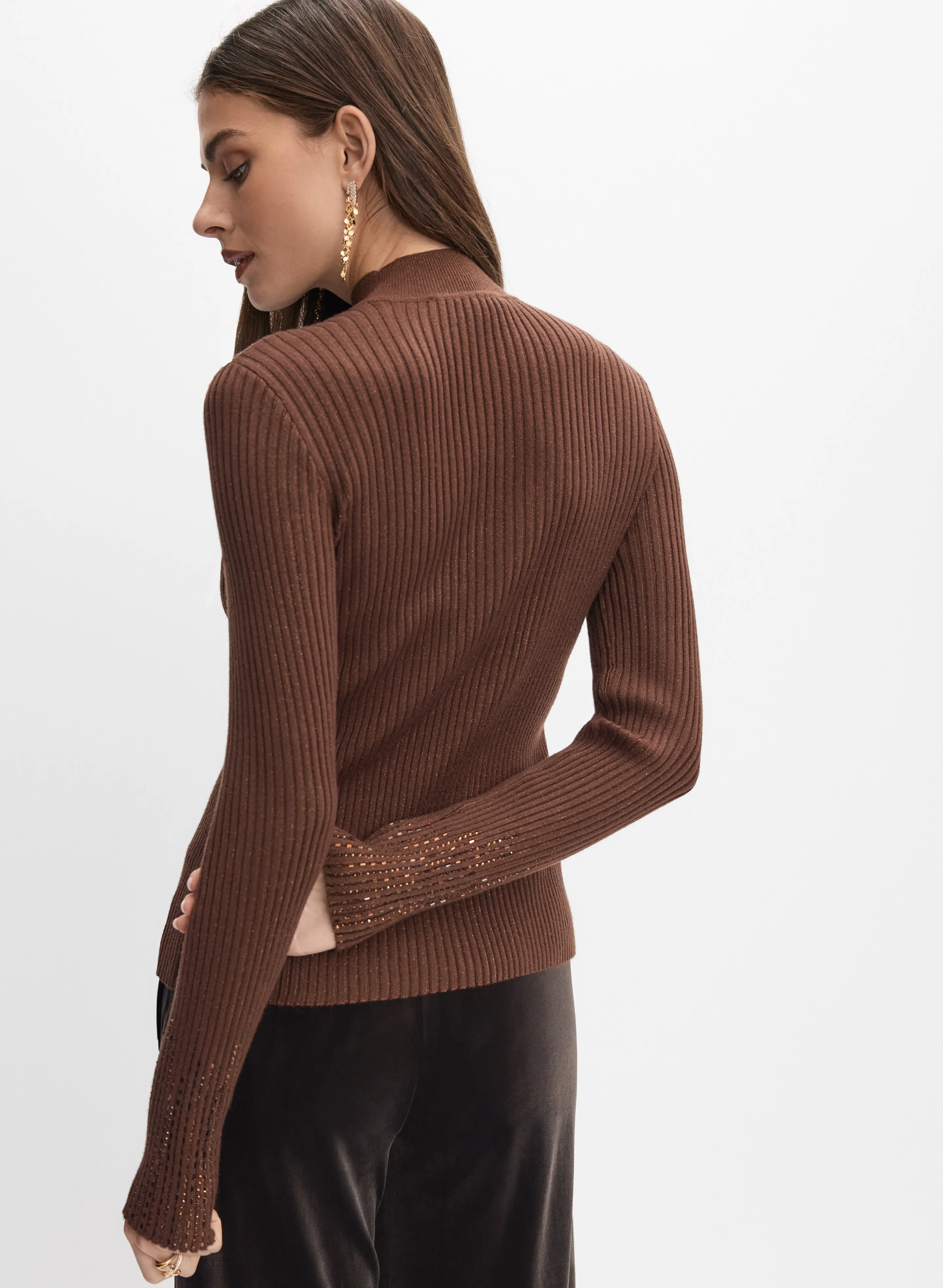 Metallic Sheer Yoke Sweater sold by Melanie Lyne product image thumbnail 4