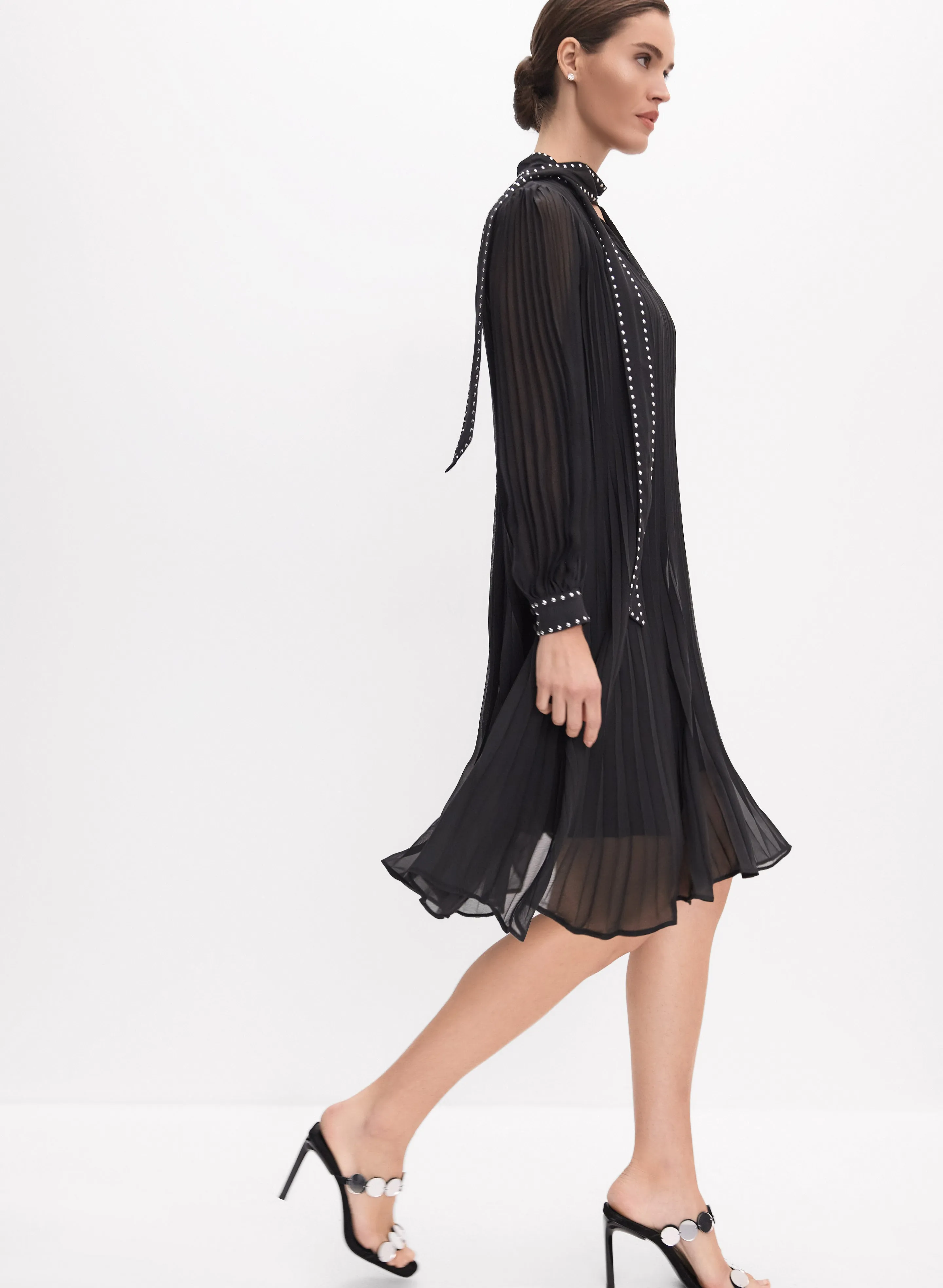 Joseph Ribkoff - Plisse Tie-Neck Dress sold by Melanie Lyne product image thumbnail 2