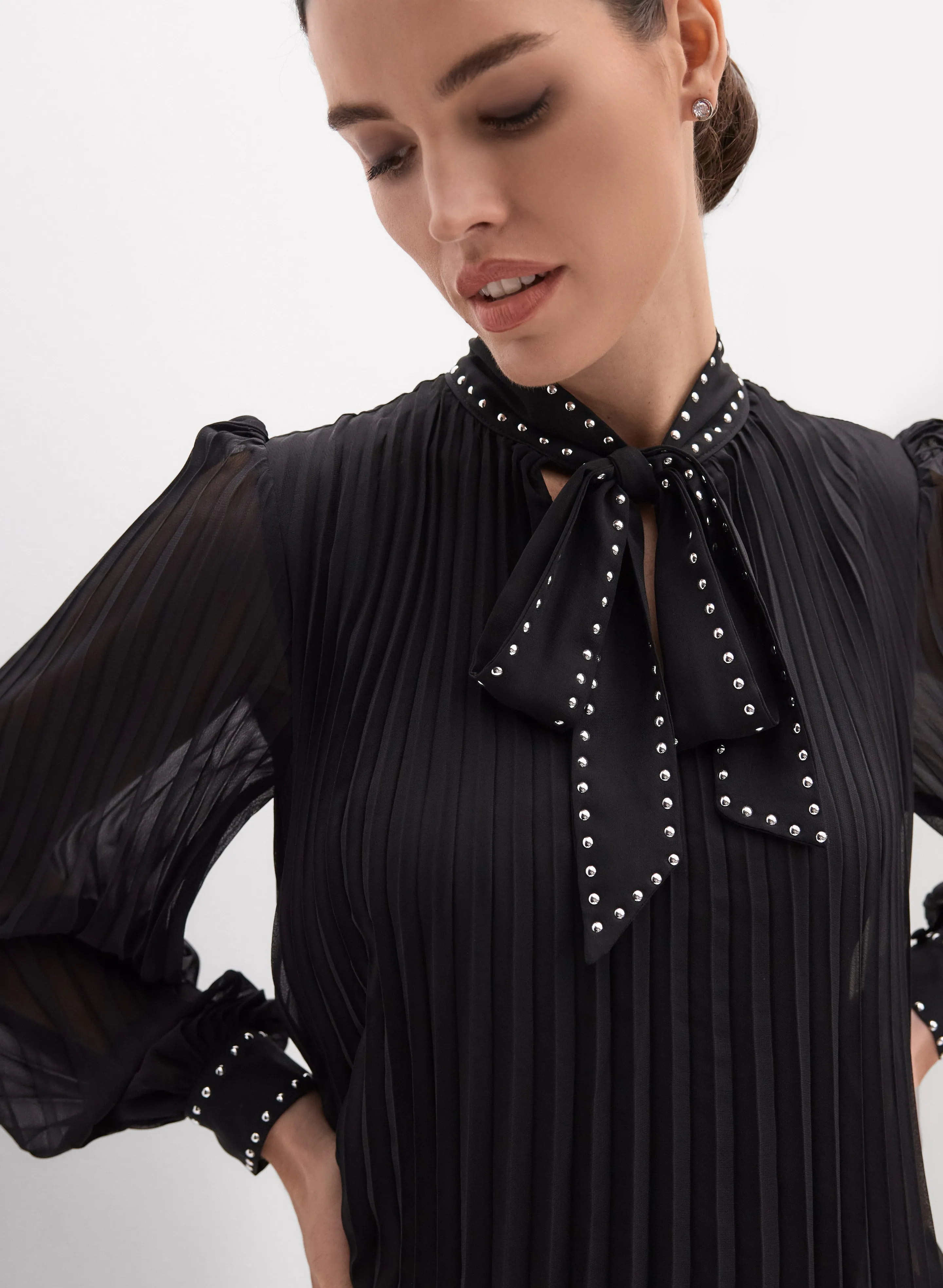 Joseph Ribkoff - Plisse Tie-Neck Dress sold by Melanie Lyne product image thumbnail 5