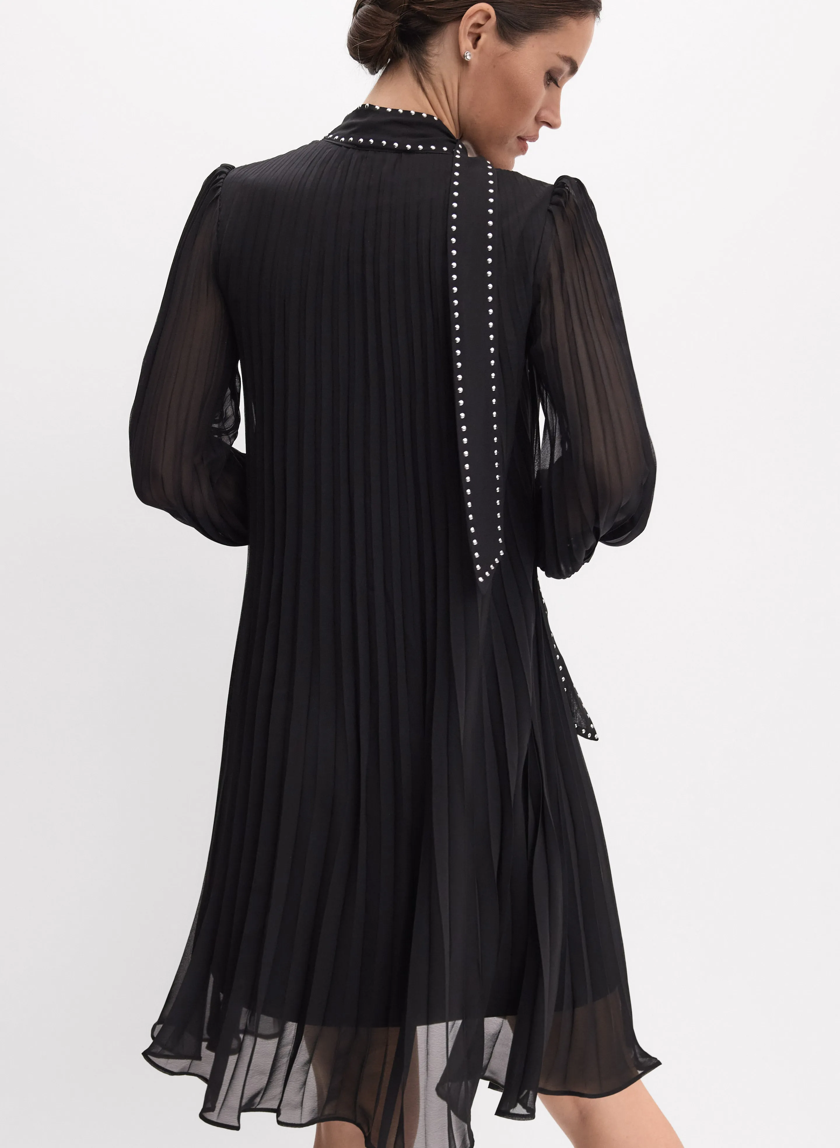 Joseph Ribkoff - Plisse Tie-Neck Dress sold by Melanie Lyne product image thumbnail 3