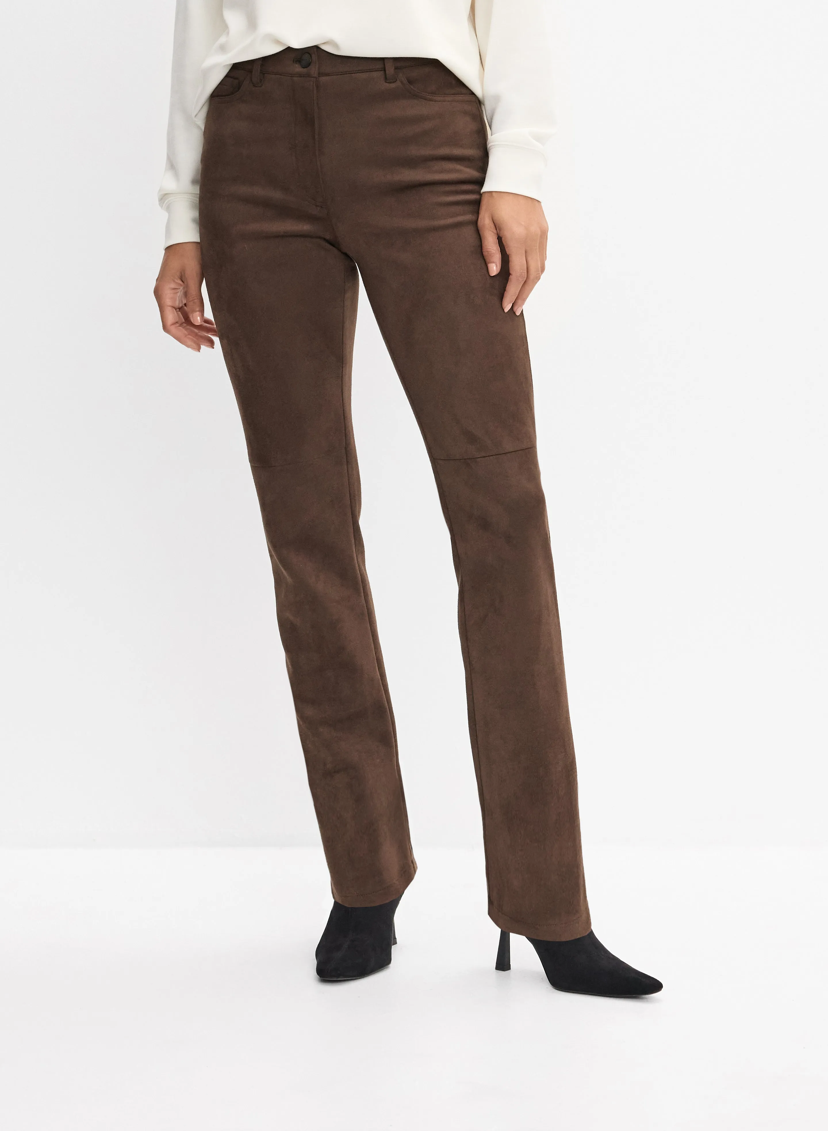 Faux-Suede Straight-Leg Pants sold by Melanie Lyne
