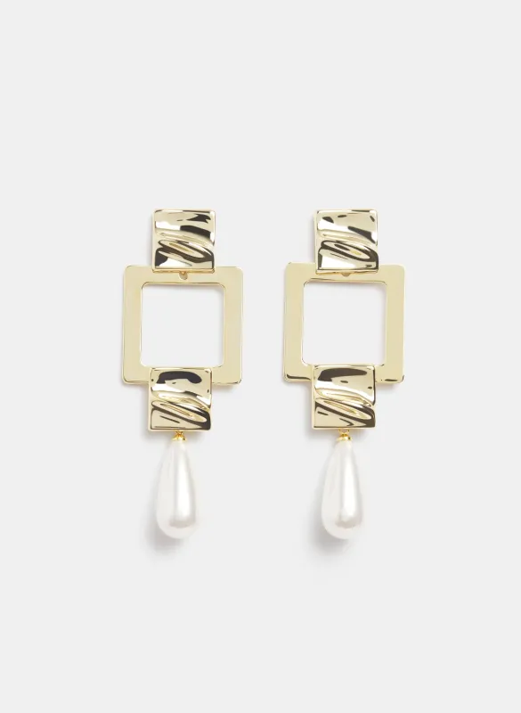 Square Pearl Drop Earrings sold by Melanie Lyne