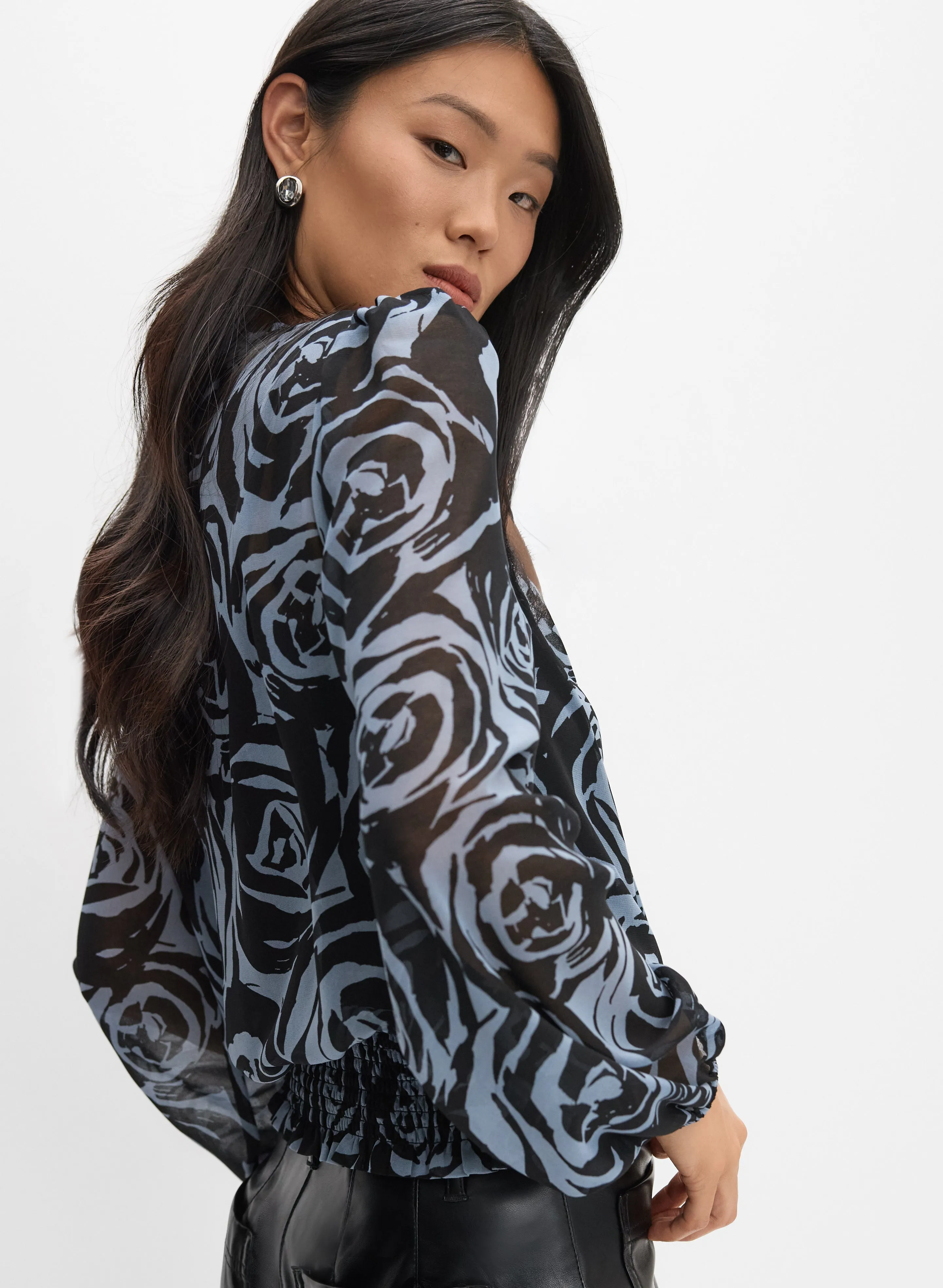 Graphic Rose Print Blouse sold by Melanie Lyne product image thumbnail 5