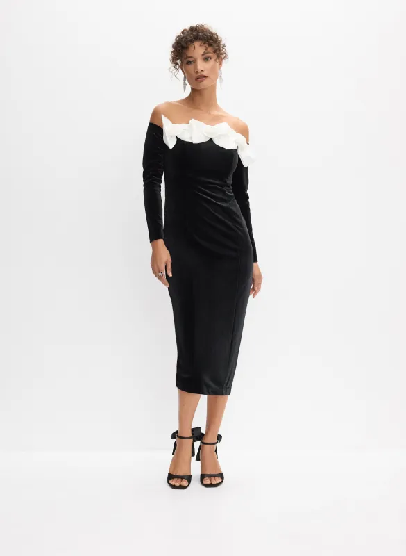 Contrast Rosette Velvet Dress sold by Melanie Lyne