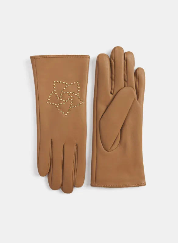 Studded Floral Vegan Leather Gloves sold by Melanie Lyne