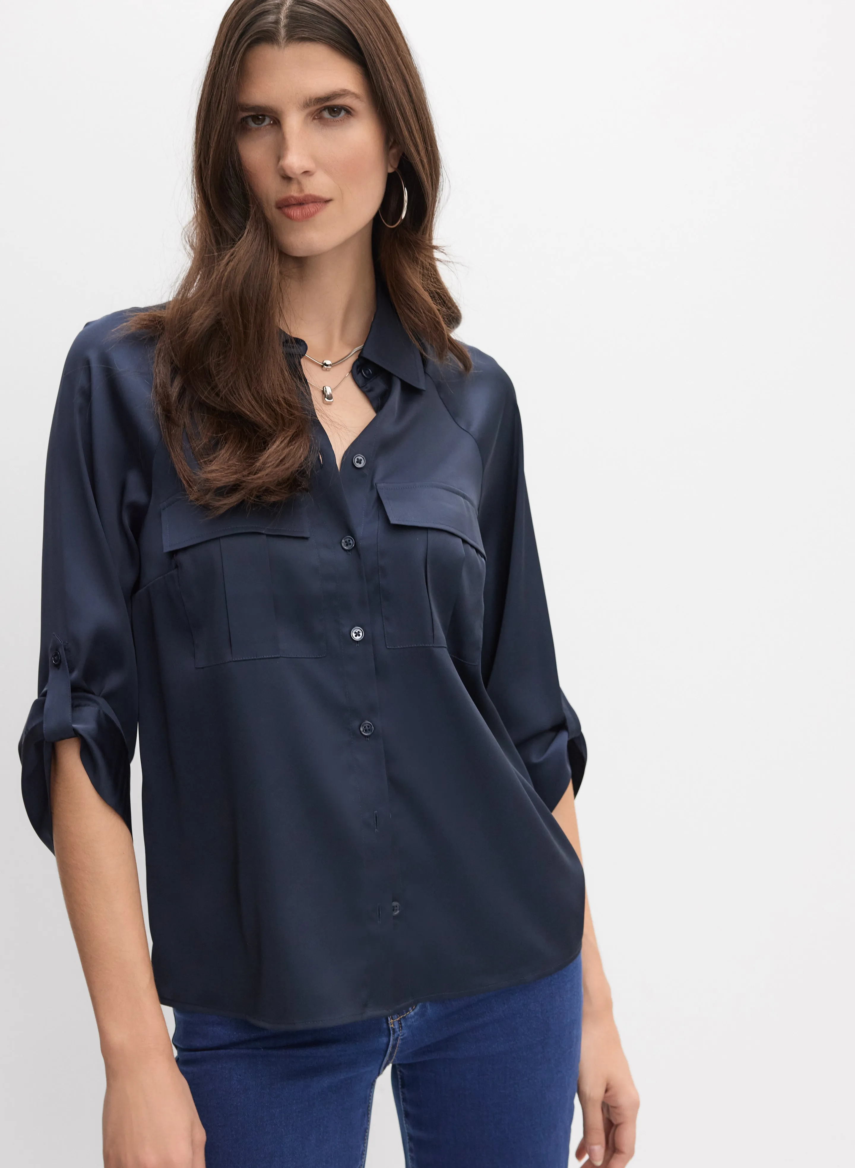 Satin Button-Down Blouse sold by Melanie Lyne