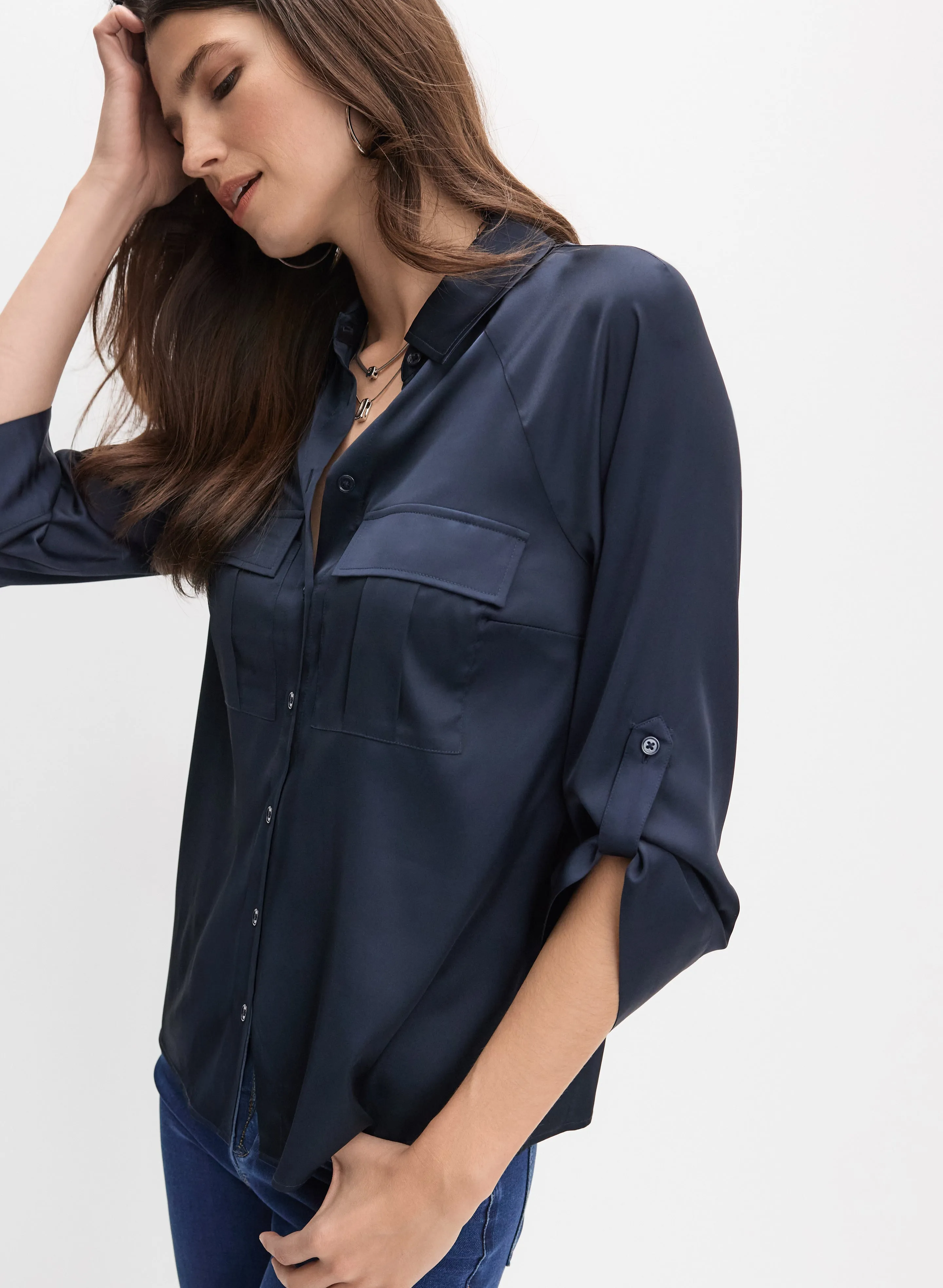 Satin Button-Down Blouse sold by Melanie Lyne product image thumbnail 2