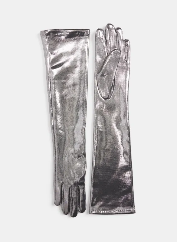 Long Metallic Gloves made by Melanie Lyne