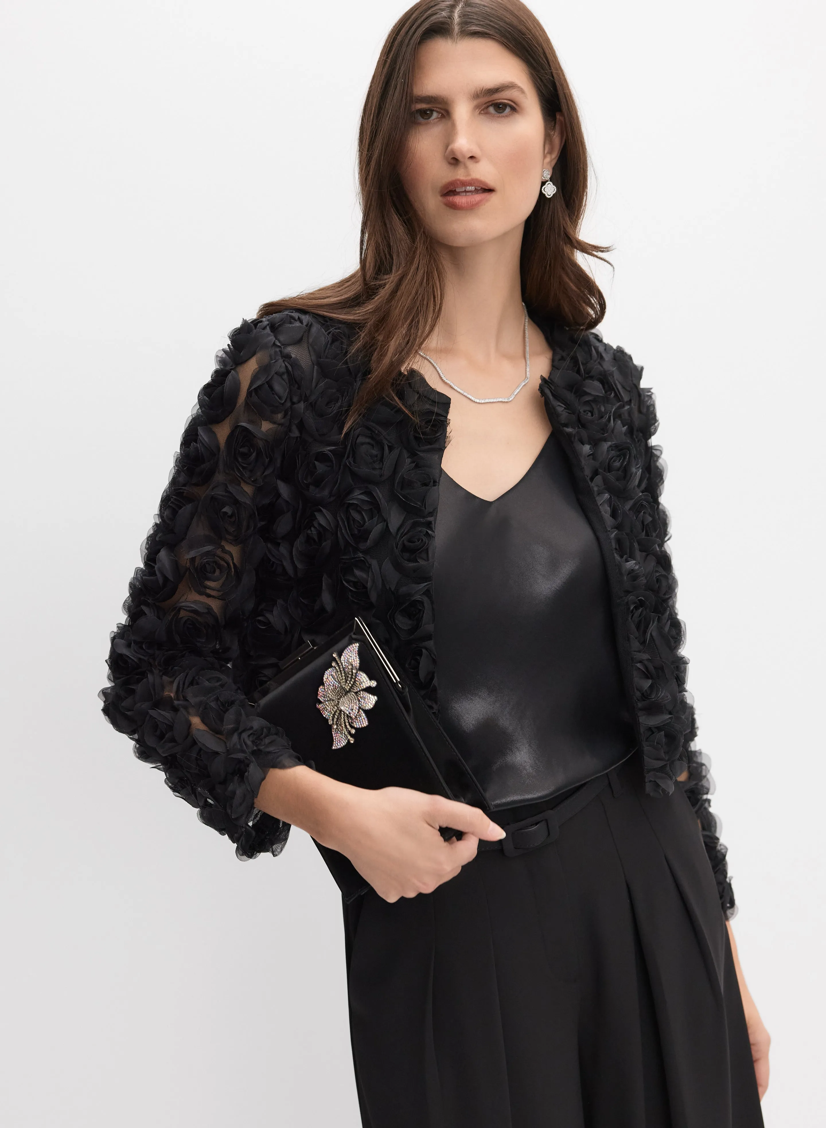 Joseph Ribkoff - Cropped Rosette Jacket sold by Melanie Lyne