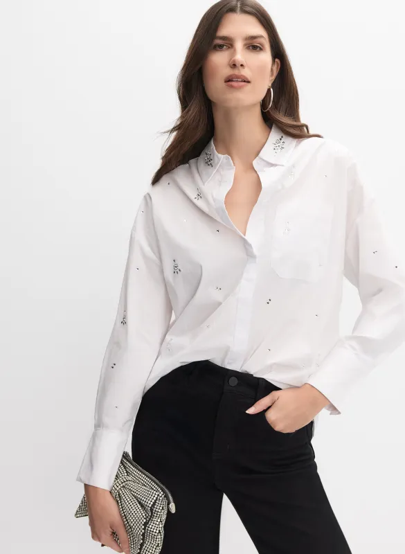 Joseph Ribkoff - Scattered Rhinestone Embellished Blouse made by Melanie Lyne
