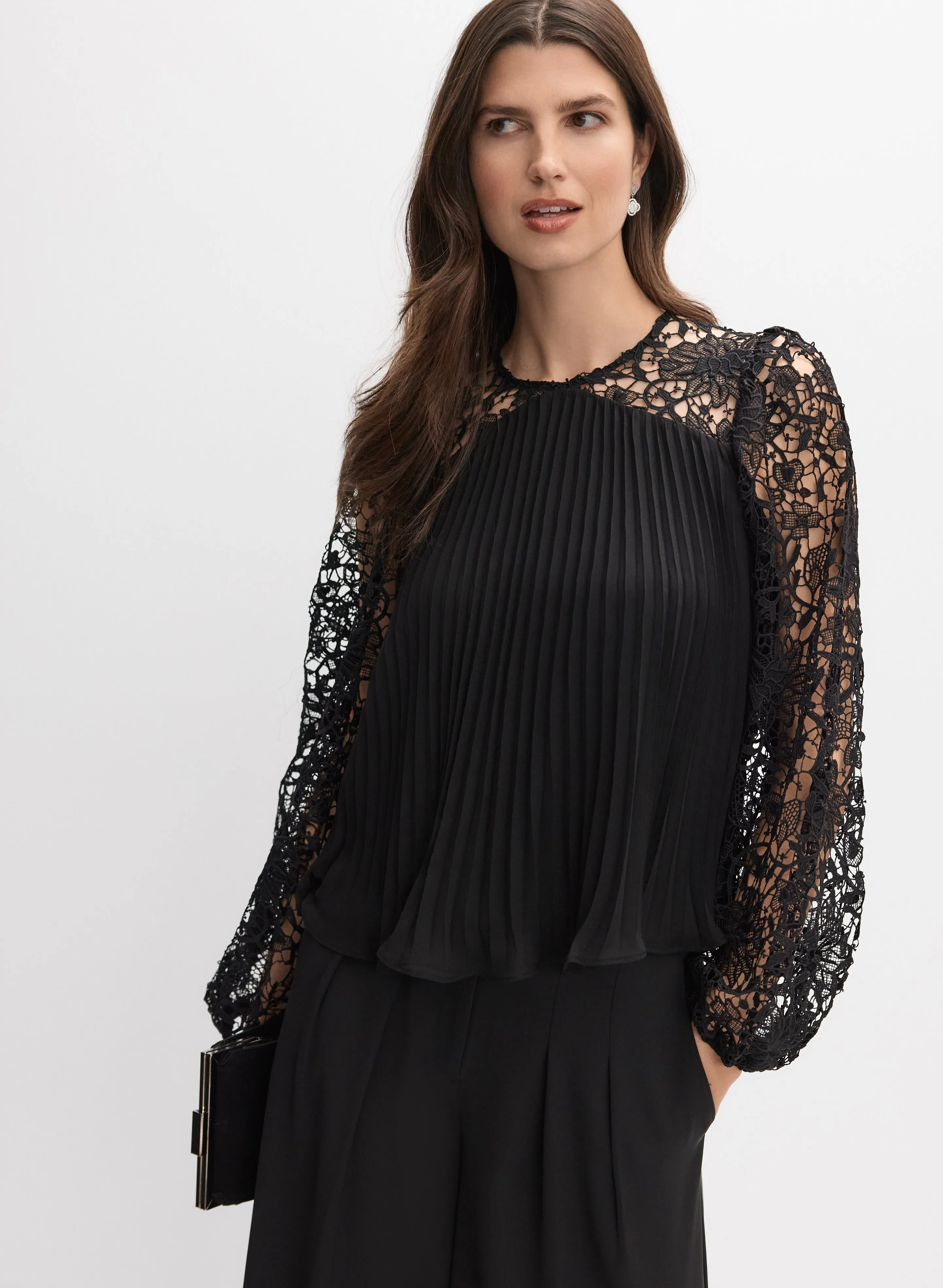 Joseph Ribkoff - Plissé Chiffon Lace Blouse sold by Melanie Lyne