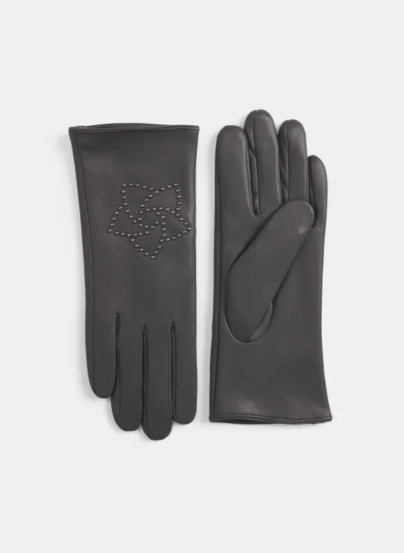 Studded Floral Vegan Leather Gloves sold by Melanie Lyne