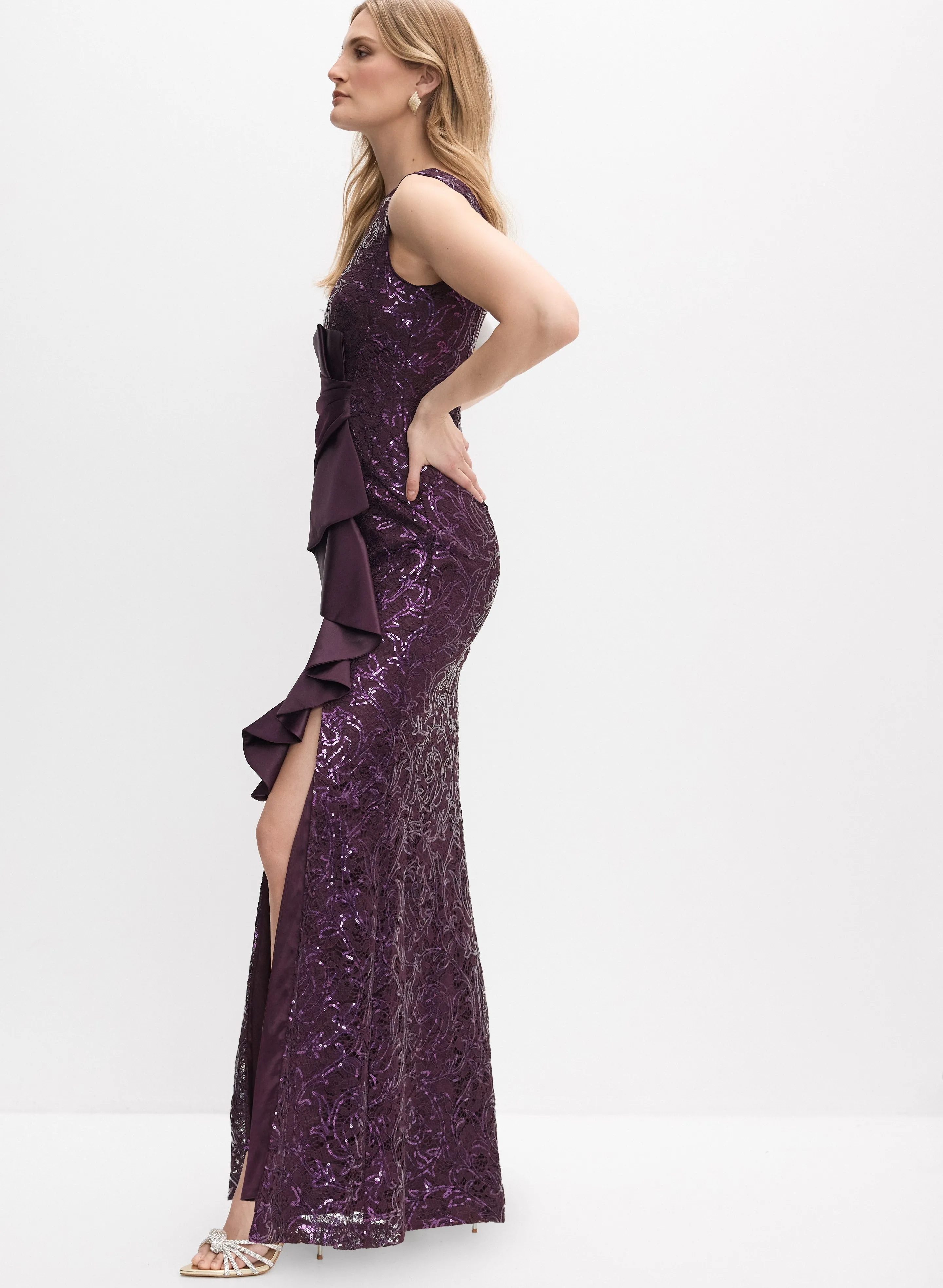 Sequin Ruffle Detail Gown sold by Melanie Lyne product image thumbnail 2