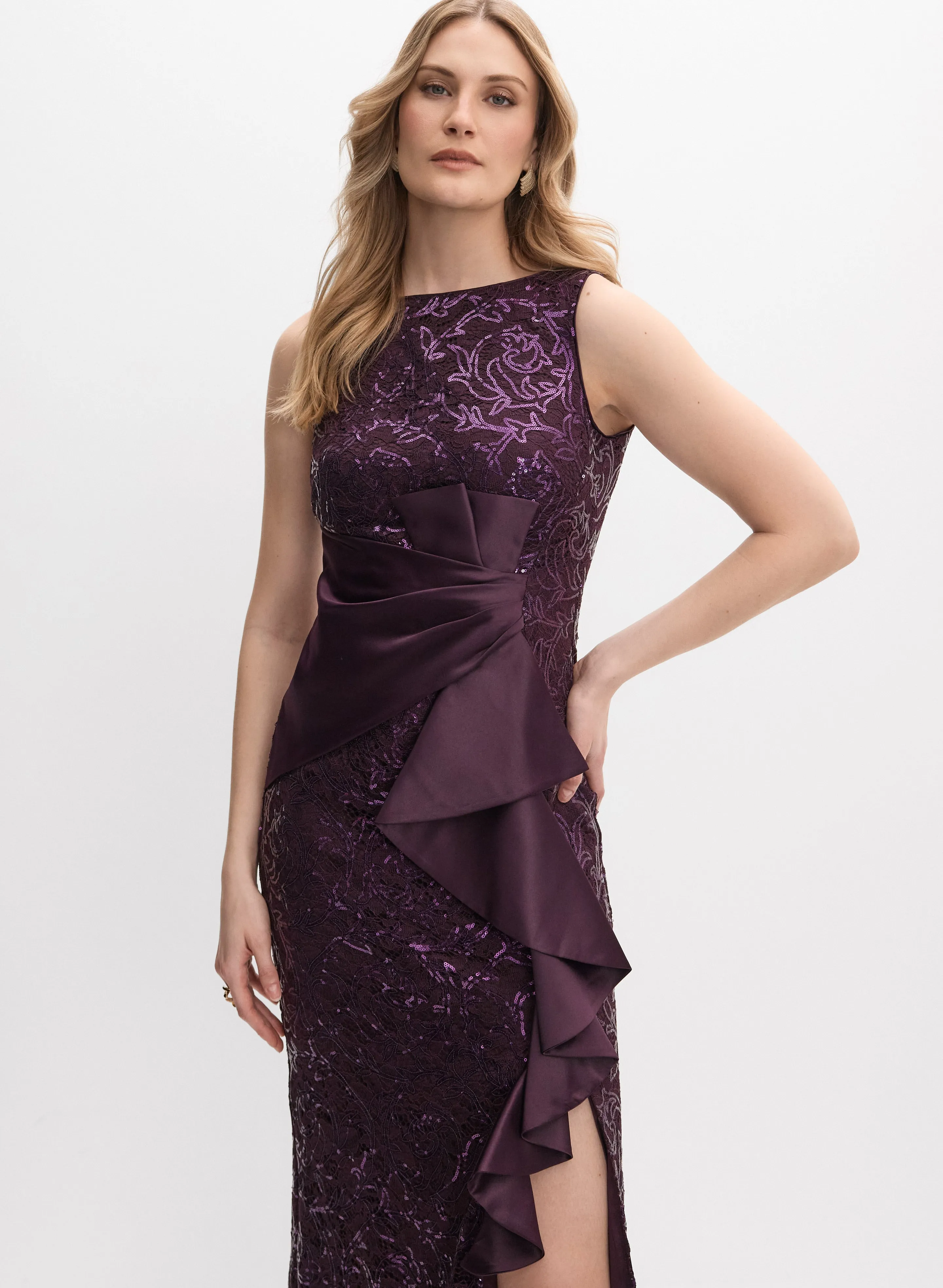 Sequin Ruffle Detail Gown sold by Melanie Lyne product image thumbnail 4