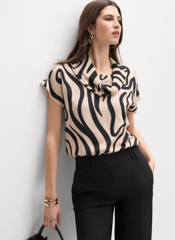 Joseph Ribkoff - Animal Cowl Neck Top made by Melanie Lyne