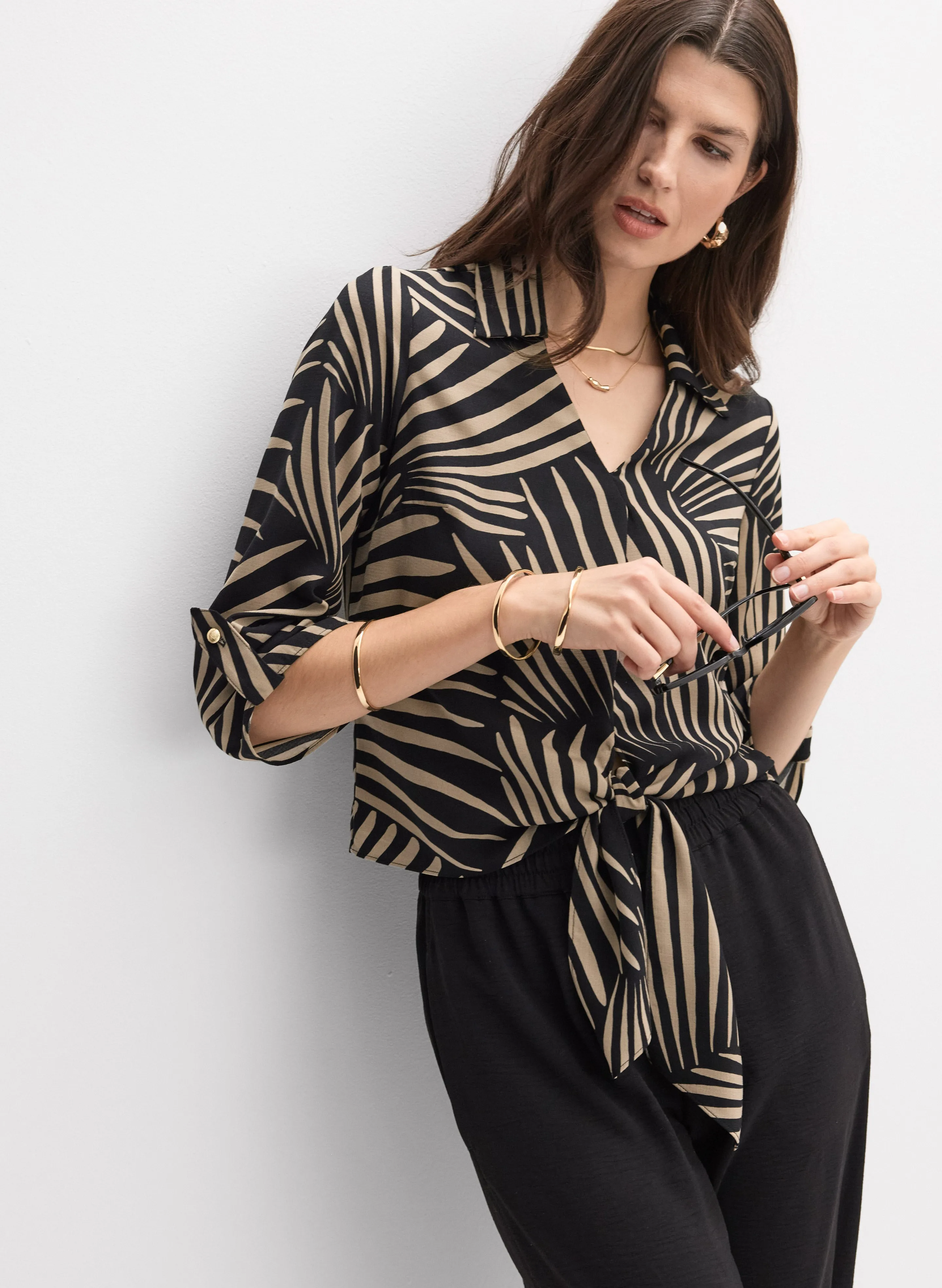 Joseph Ribkoff - Tropical Leaf Print Blouse sold by Melanie Lyne