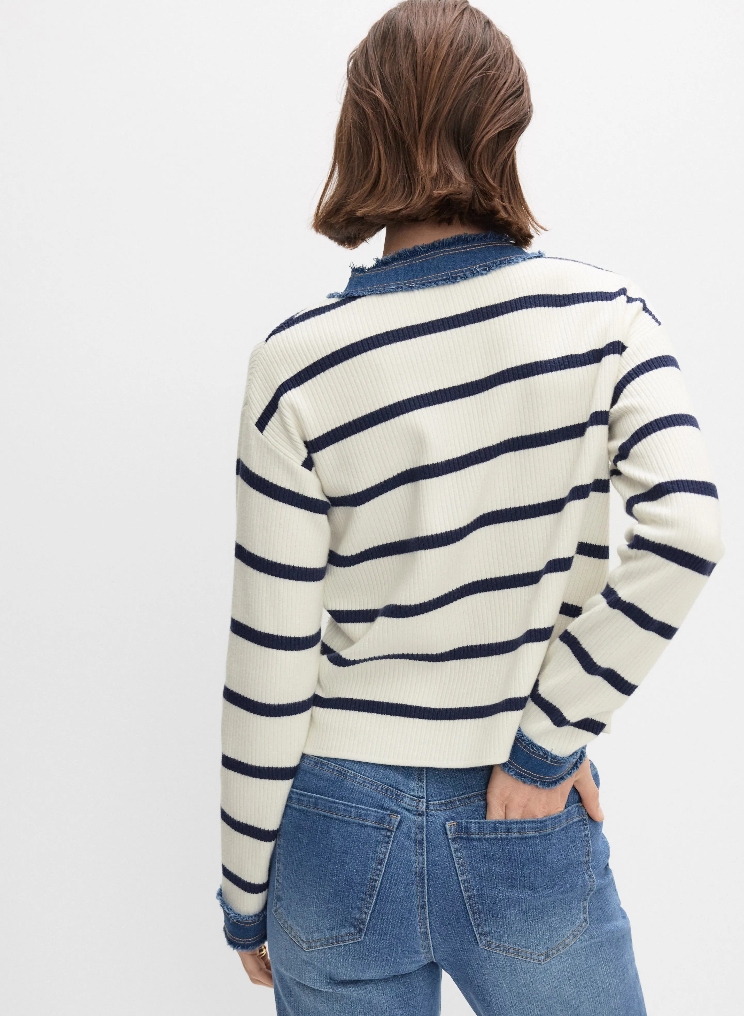 Striped Denim Trim Cardigan sold by Melanie Lyne product image thumbnail 3