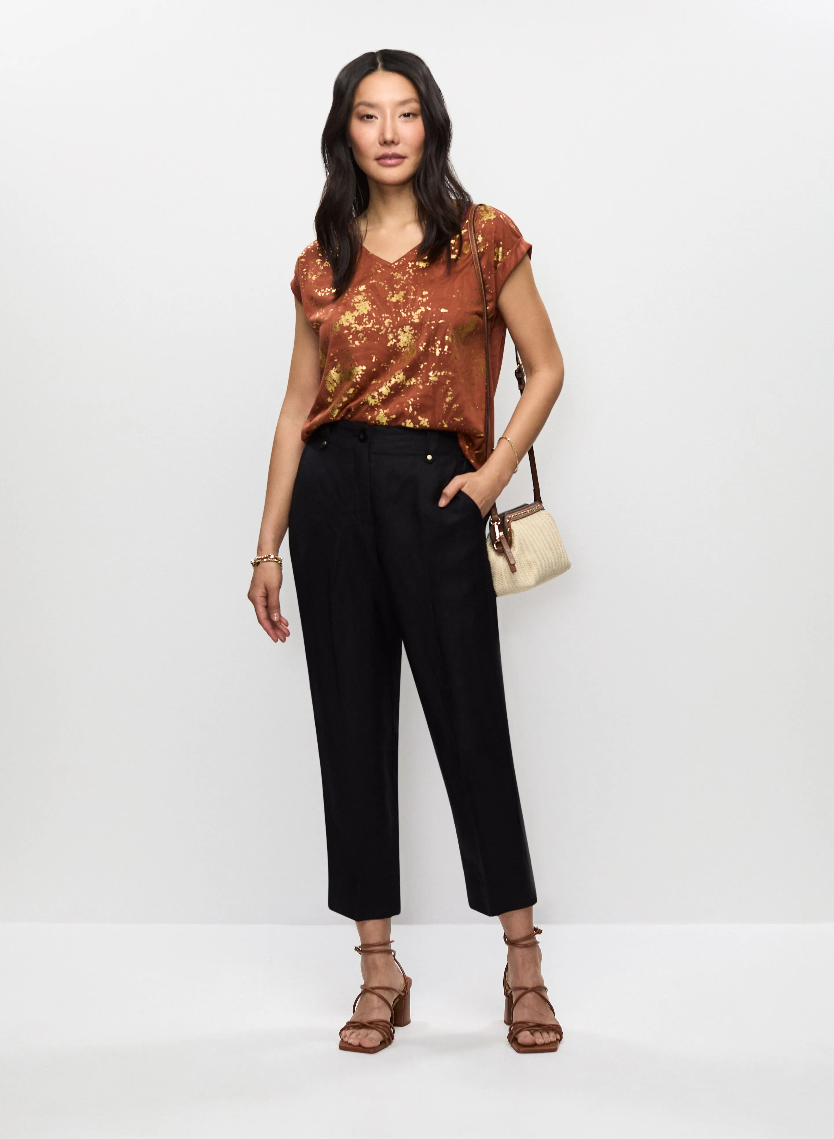 Linen-Blend Capri Pants sold by Melanie Lyne product image thumbnail 3