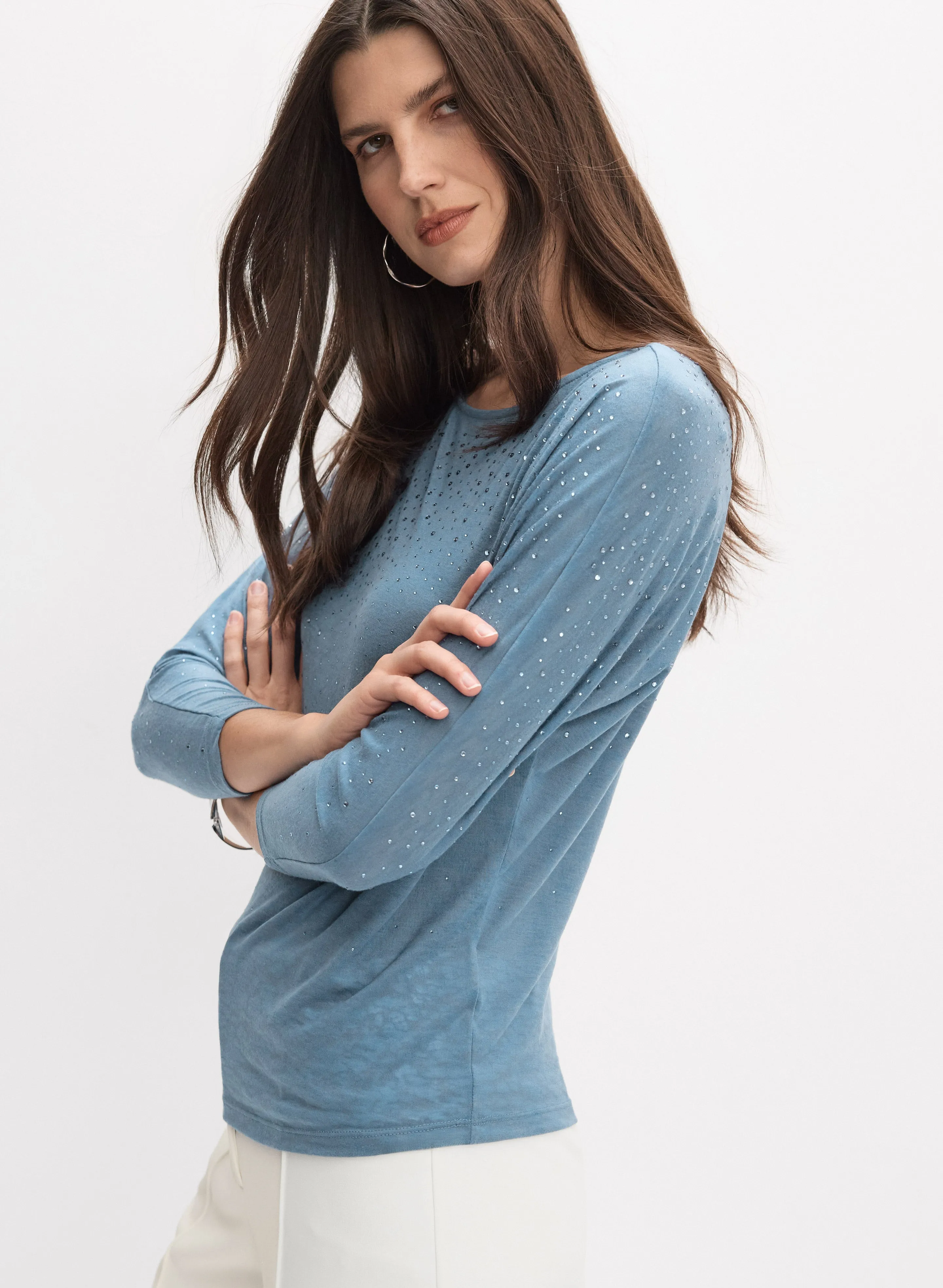 Rhinestone 3/4 Sleeve T-Shirt sold by Melanie Lyne product image thumbnail 5