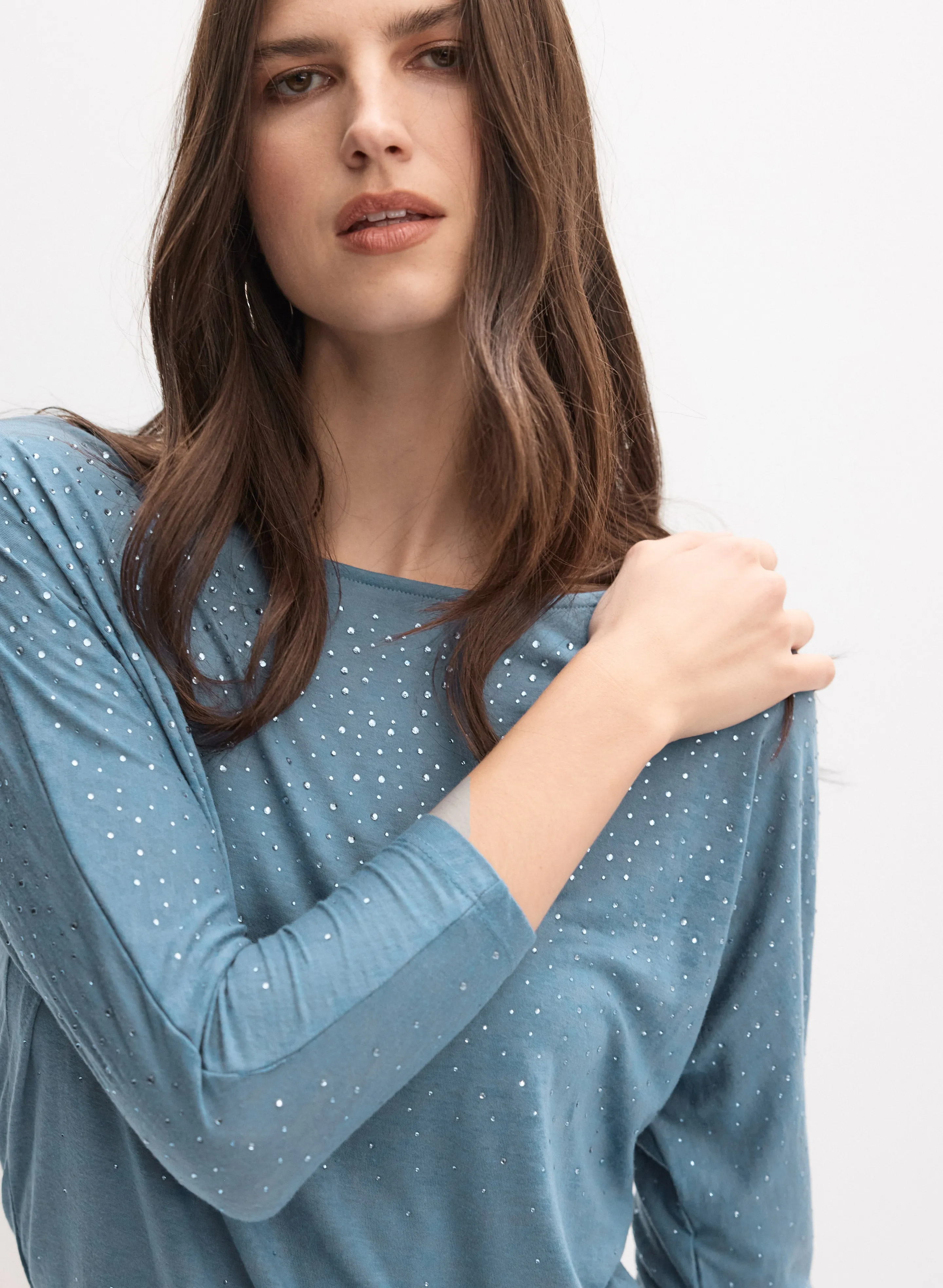 Rhinestone 3/4 Sleeve T-Shirt sold by Melanie Lyne product image thumbnail 2