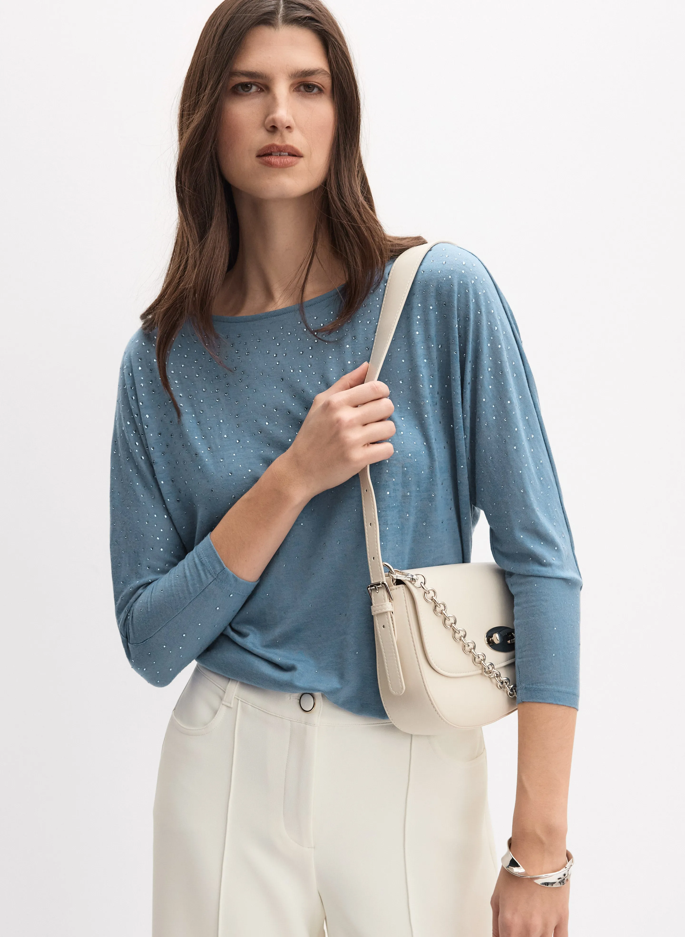 Rhinestone 3/4 Sleeve T-Shirt sold by Melanie Lyne