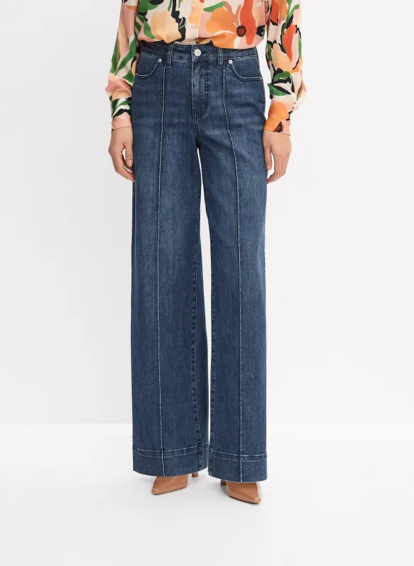 Pintuck Wide-Leg Jeans sold by Melanie Lyne