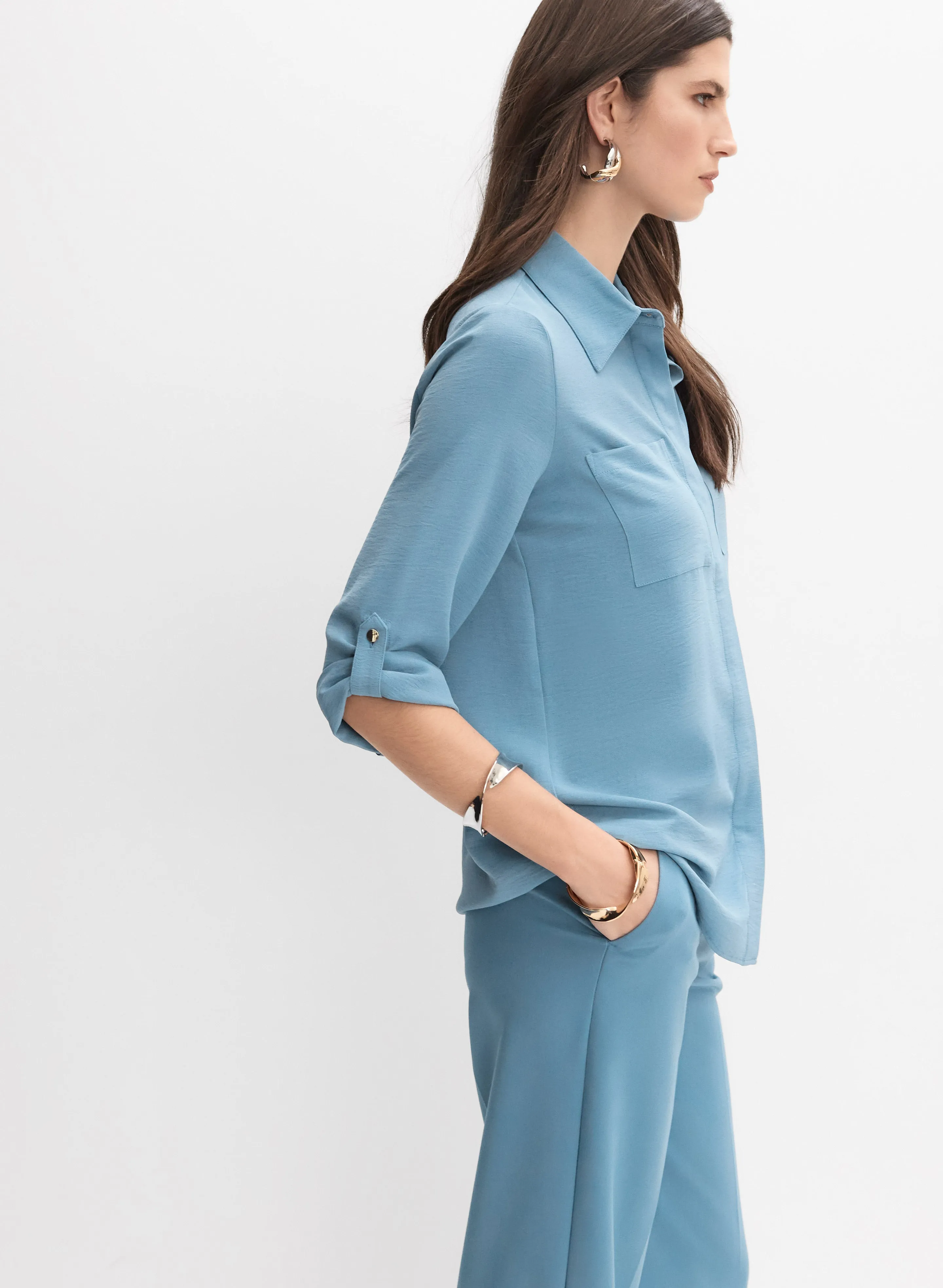 Crinkled Button-Down Tunic sold by Melanie Lyne product image thumbnail 5