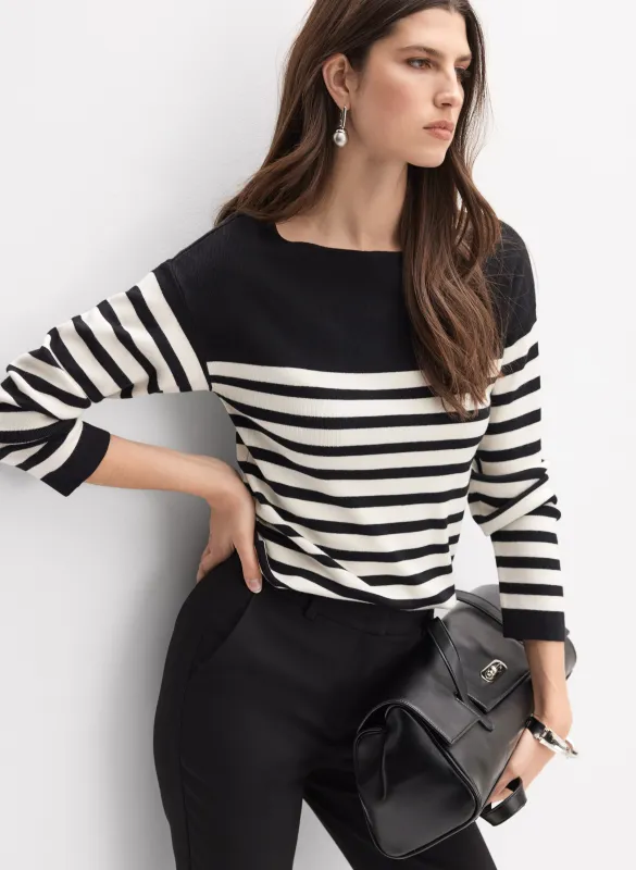 Stripe Boat Neck Sweater sold by Melanie Lyne