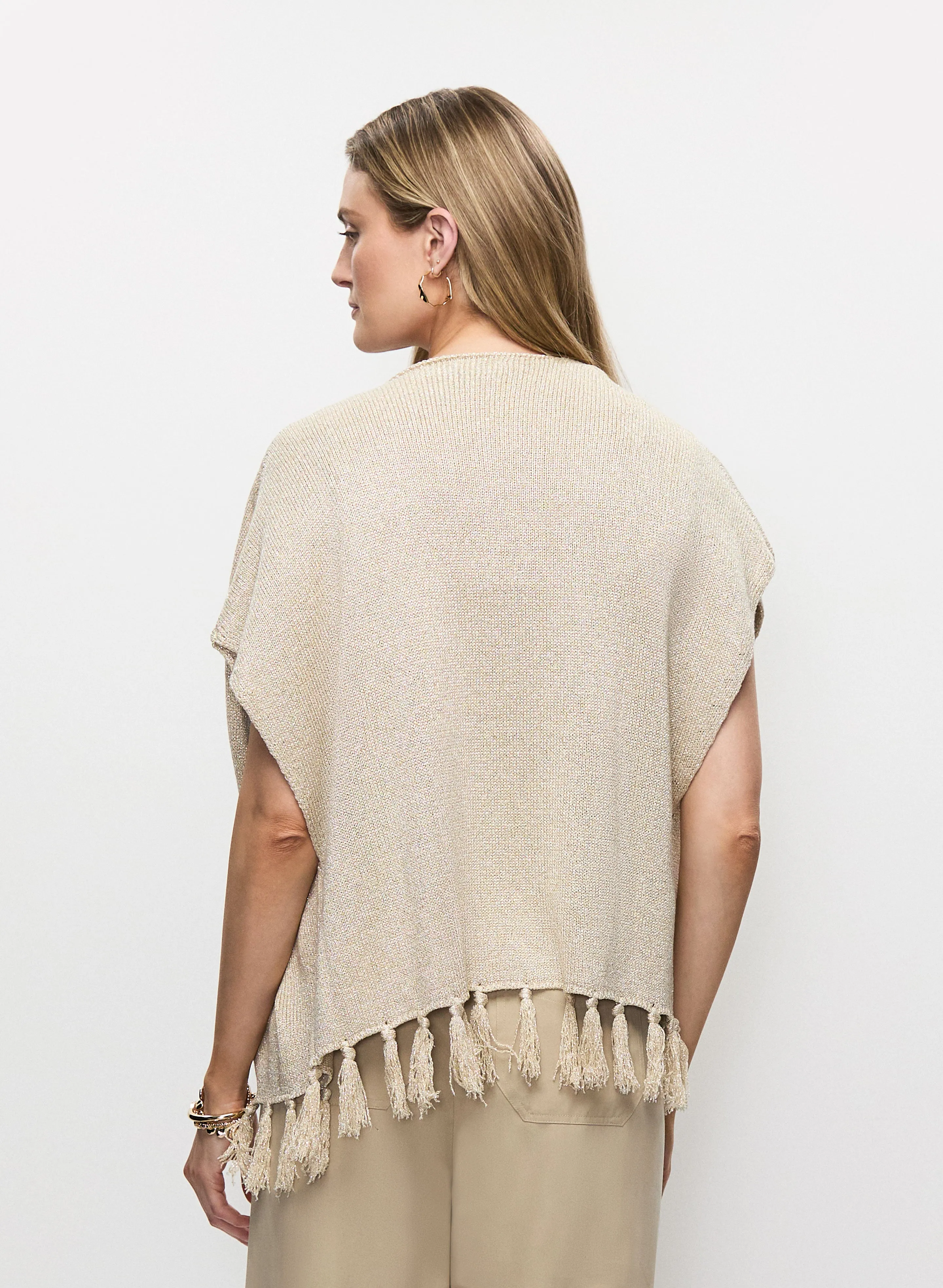 Fringe Trim Metallic Knit Cardigan sold by Melanie Lyne product image thumbnail 4