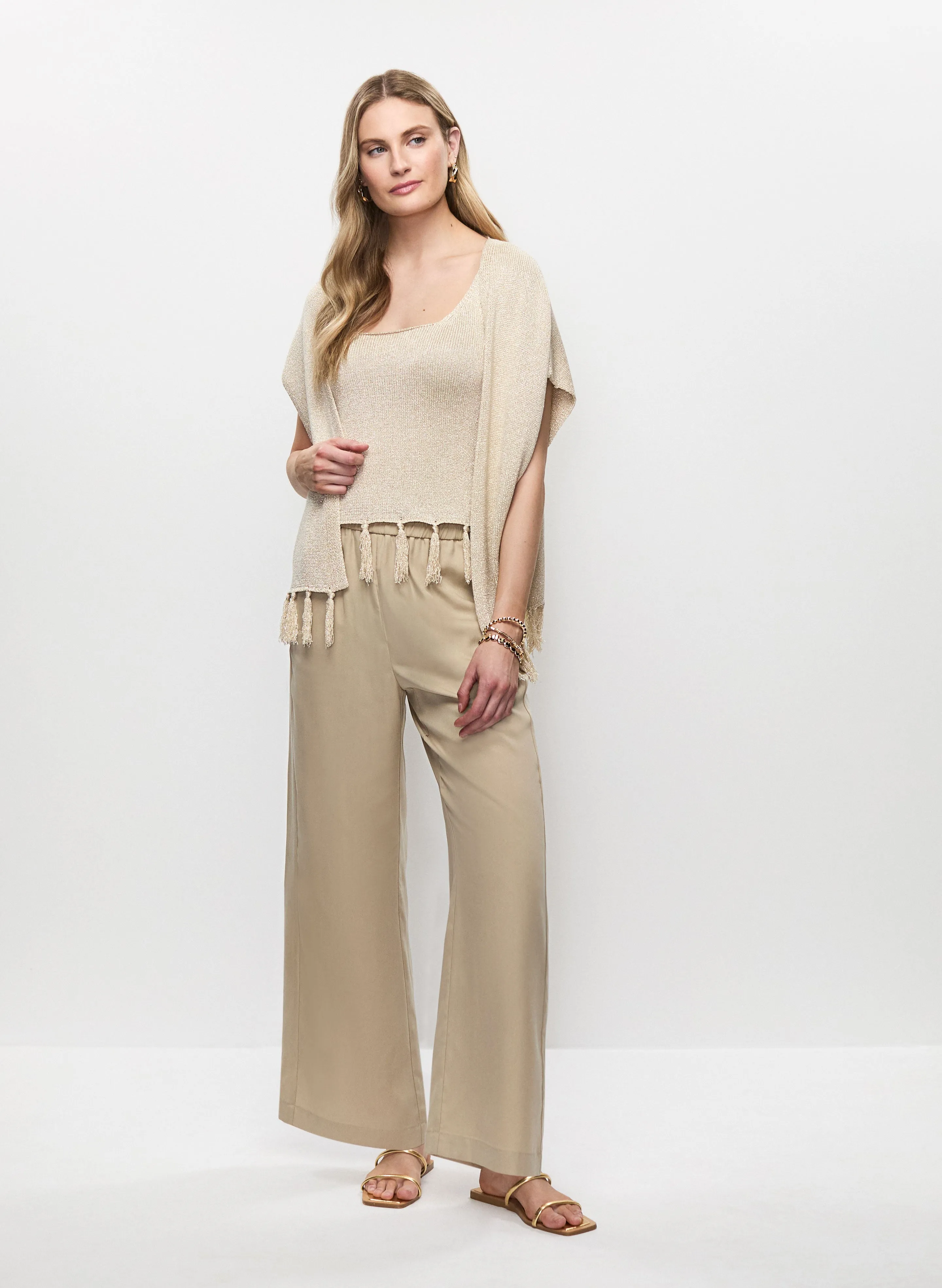 Fringe Trim Metallic Knit Cardigan sold by Melanie Lyne product image thumbnail 3