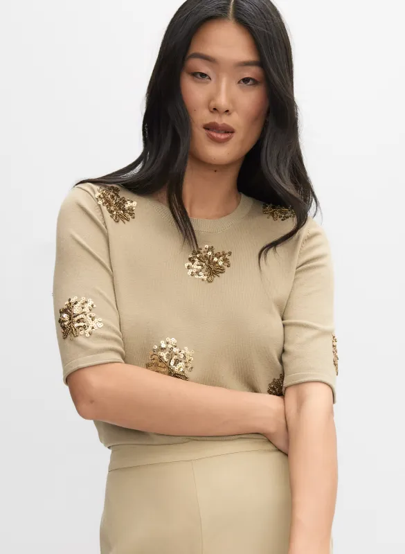 Bead & Sequin Leaf Pullover made by Melanie Lyne