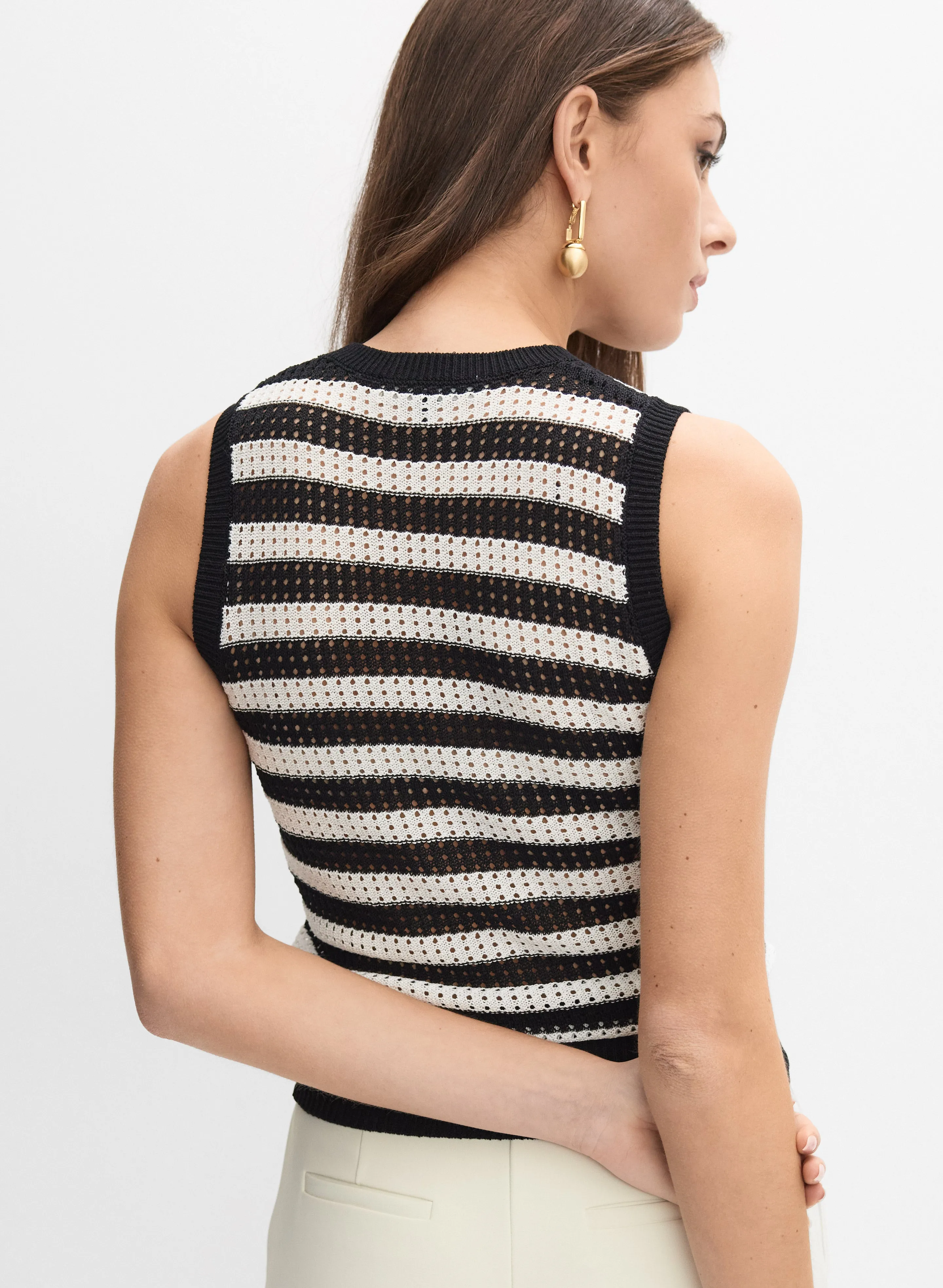 Striped Open Knit Tank sold by Melanie Lyne product image thumbnail 3