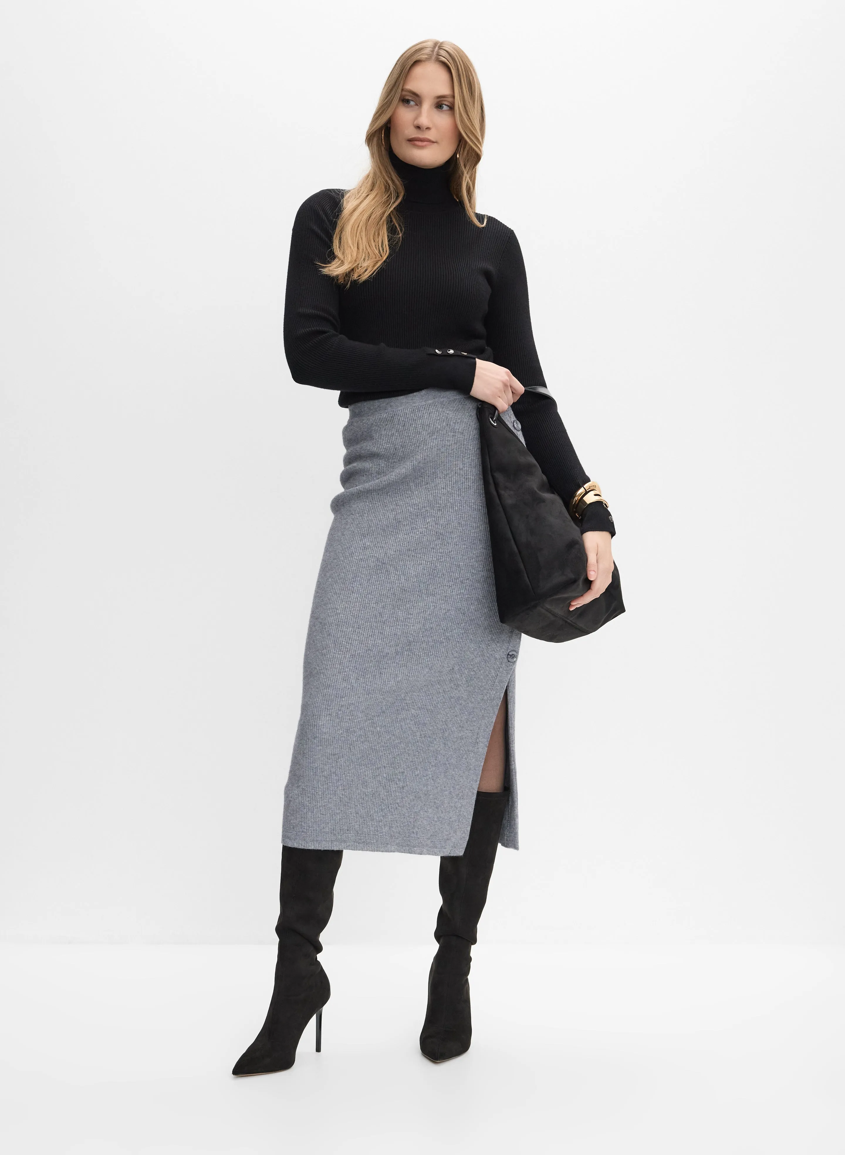 Knit Button Detail Skirt sold by Melanie Lyne product image thumbnail 3
