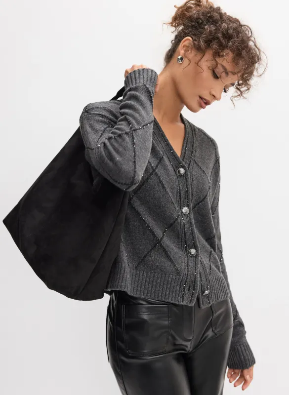 Sequin Embellished Argyle Cardigan made by Melanie Lyne