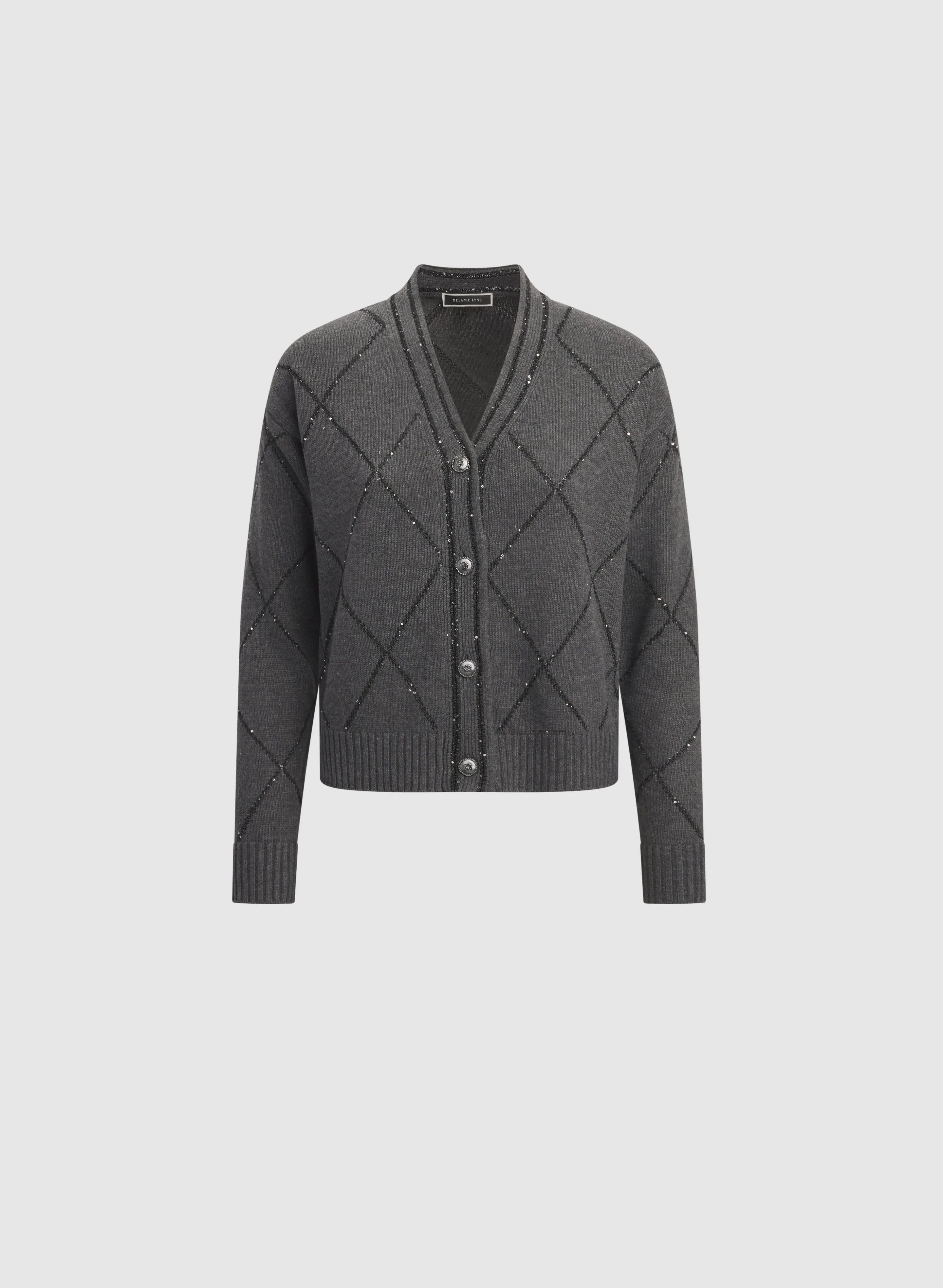 Sequin Embellished Argyle Cardigan sold by Melanie Lyne product image thumbnail 5