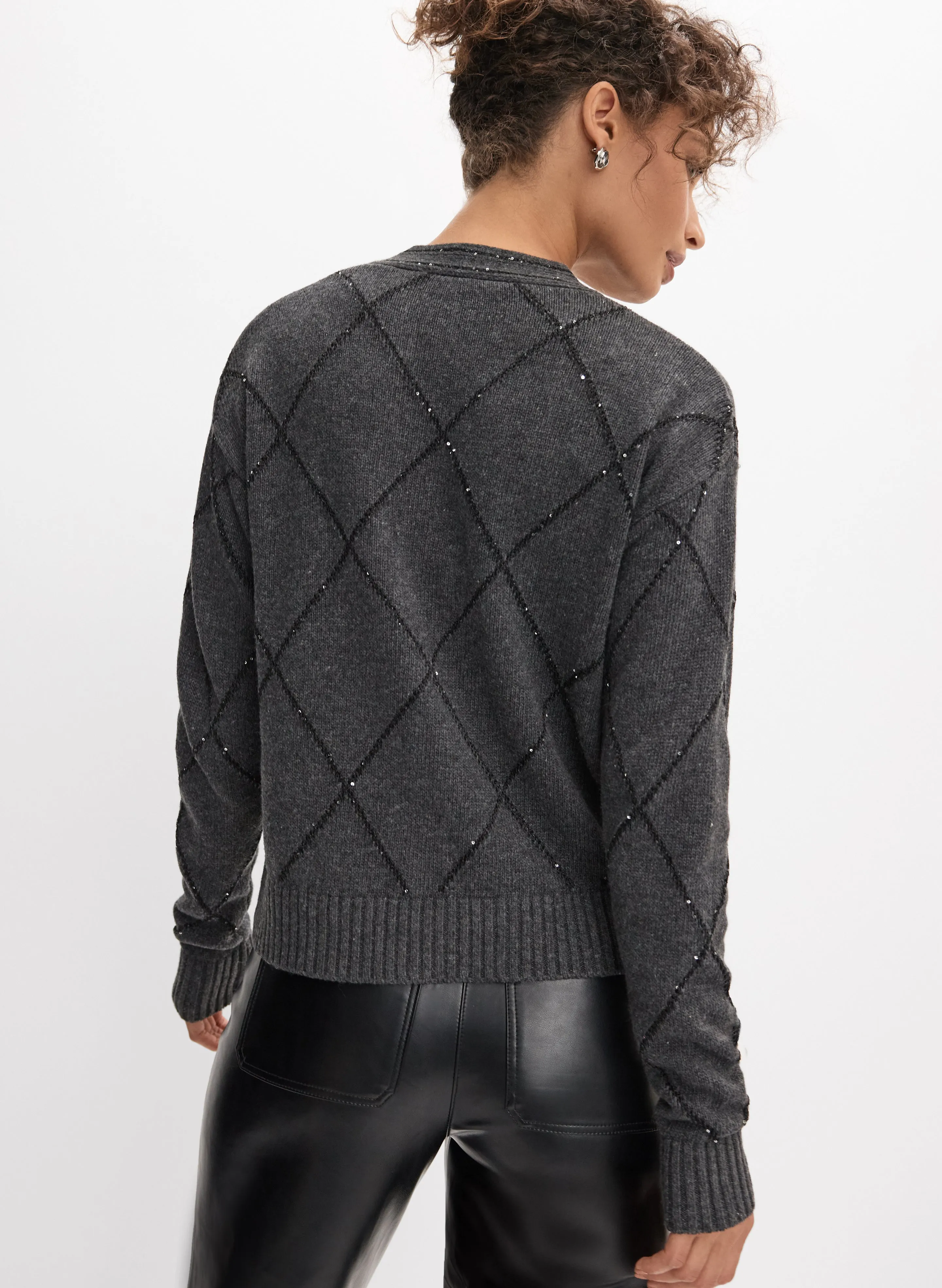 Sequin Embellished Argyle Cardigan sold by Melanie Lyne product image thumbnail 4