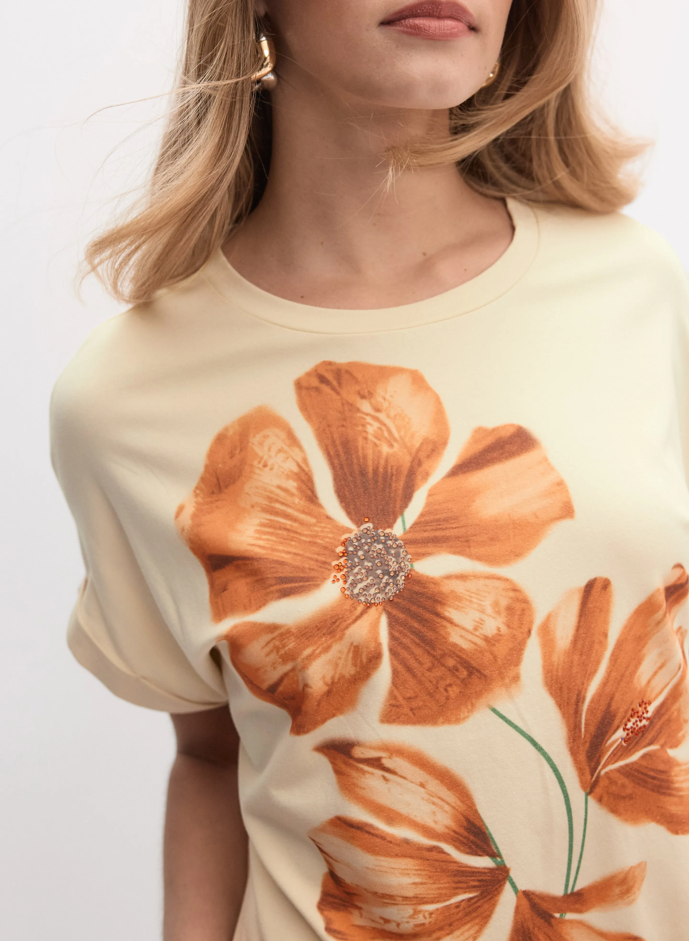 Floral Placement Print T-Shirt sold by Melanie Lyne product image thumbnail 2