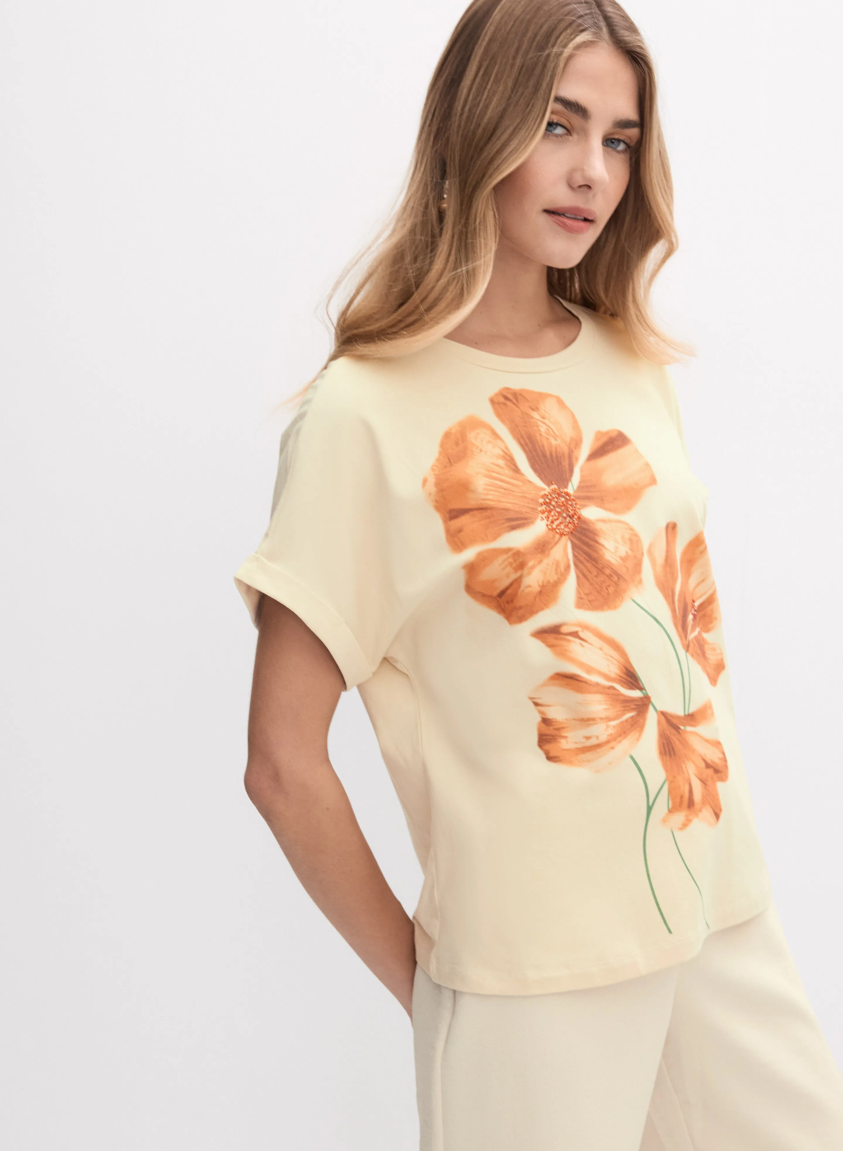 Floral Placement Print T-Shirt sold by Melanie Lyne product image thumbnail 5